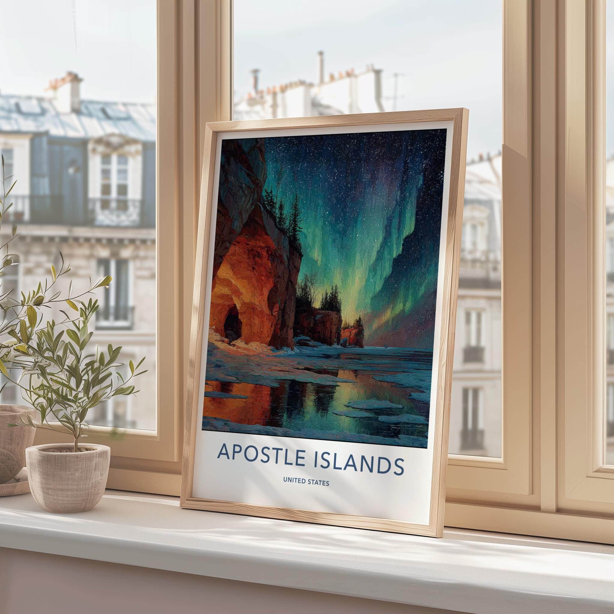 Apostle Islands Poster - Wisconsin Travel Art - Aurora Ice Caves Wall Decor