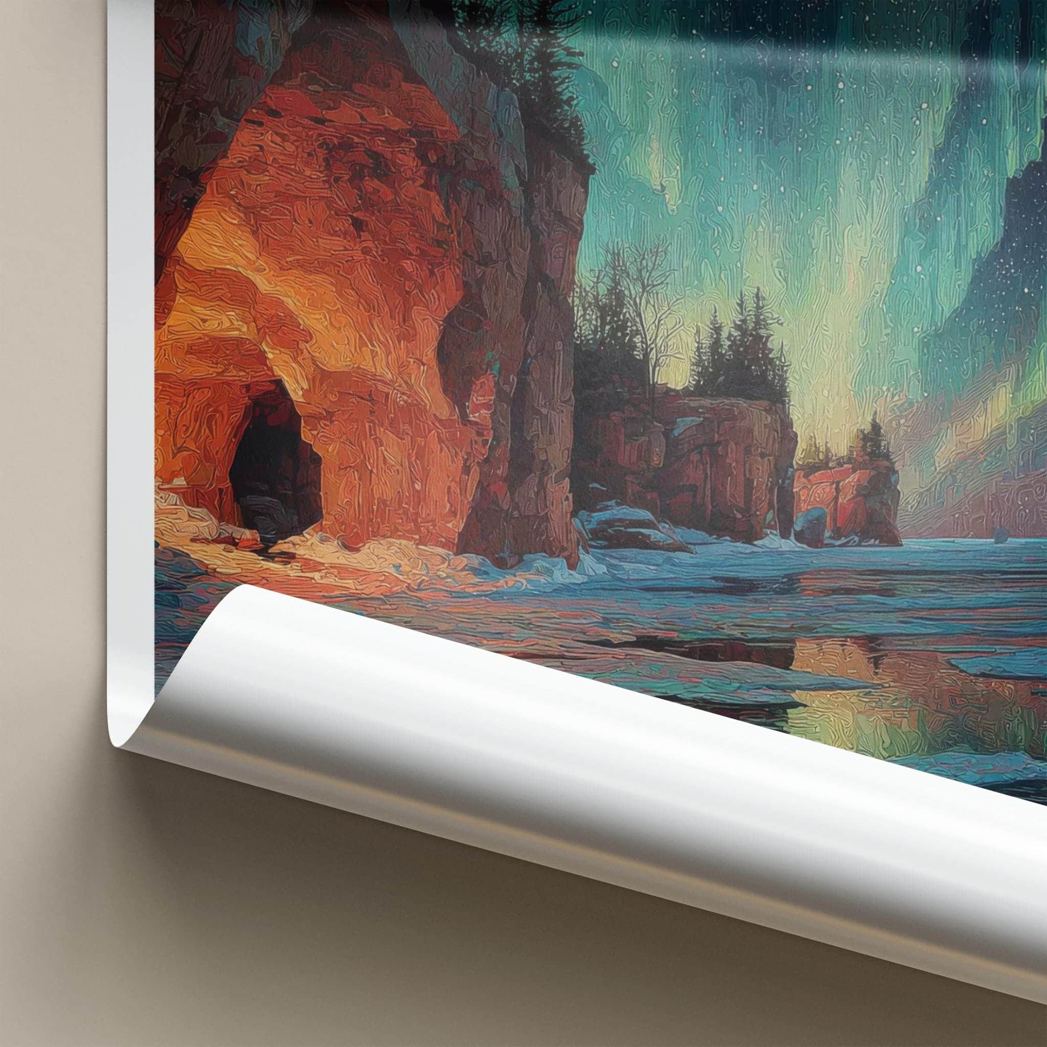 Apostle Islands Poster - Wisconsin Travel Art - Aurora Ice Caves Wall Decor