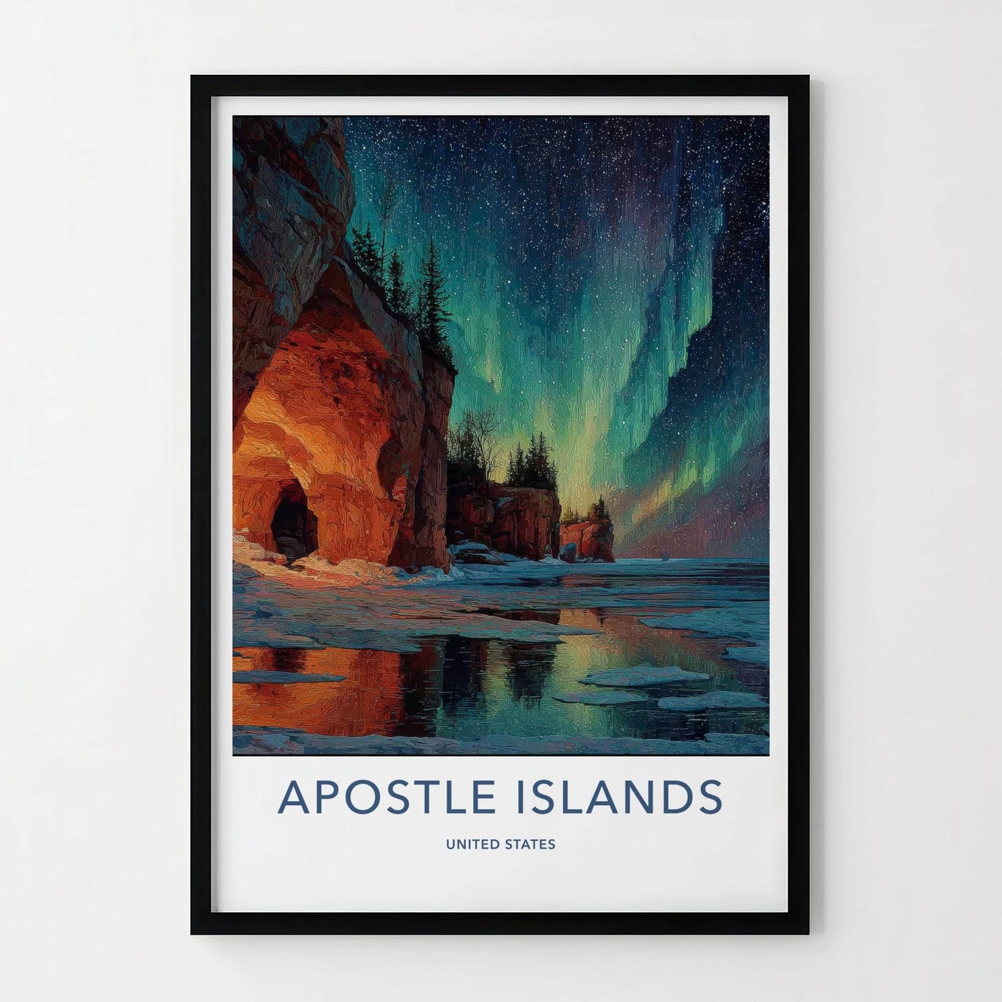 Apostle Islands Poster - Wisconsin Travel Art - Aurora Ice Caves Wall Decor