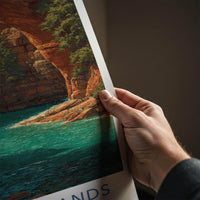 Apostle Islands Poster - Wisconsin Travel Art - Rocky Arch Sailboats Travel Decor