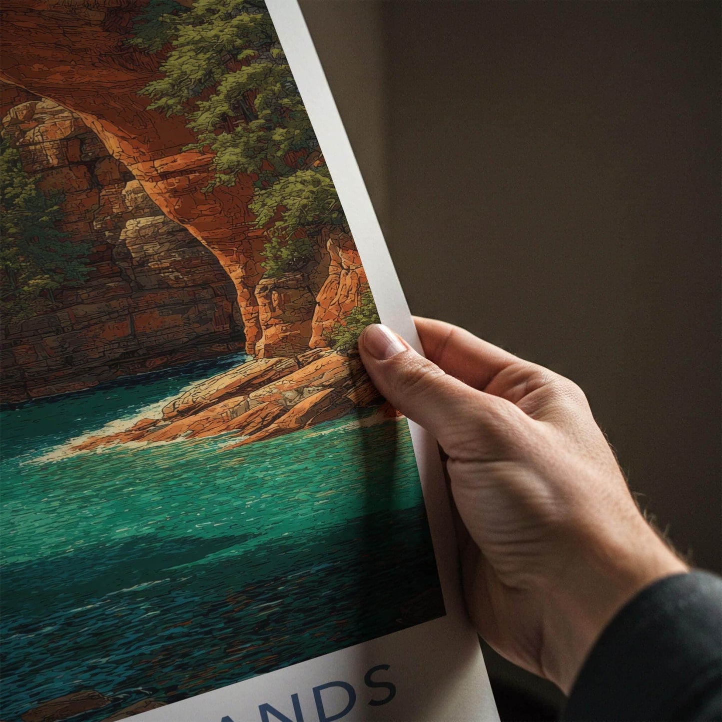 Apostle Islands Poster - Wisconsin Travel Art - Rocky Arch Sailboats Travel Decor