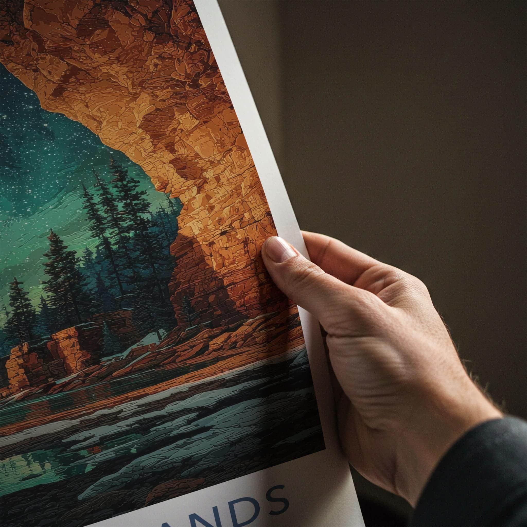 Apostle Islands Poster - Wisconsin Travel Art - Starry Lake Cave Home Decor