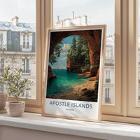 Apostle Islands Poster - Wisconsin Travel Print - Red Cliffs Cove Wall Decor