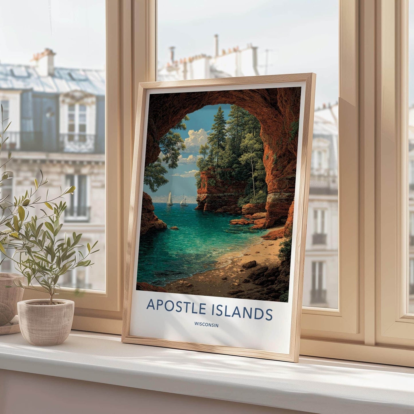 Apostle Islands Poster - Wisconsin Travel Print - Red Cliffs Cove Wall Decor