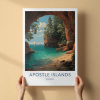 Apostle Islands Poster - Wisconsin Travel Print - Red Cliffs Cove Wall Decor
