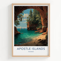 Apostle Islands Poster - Wisconsin Travel Print - Red Cliffs Cove Wall Decor