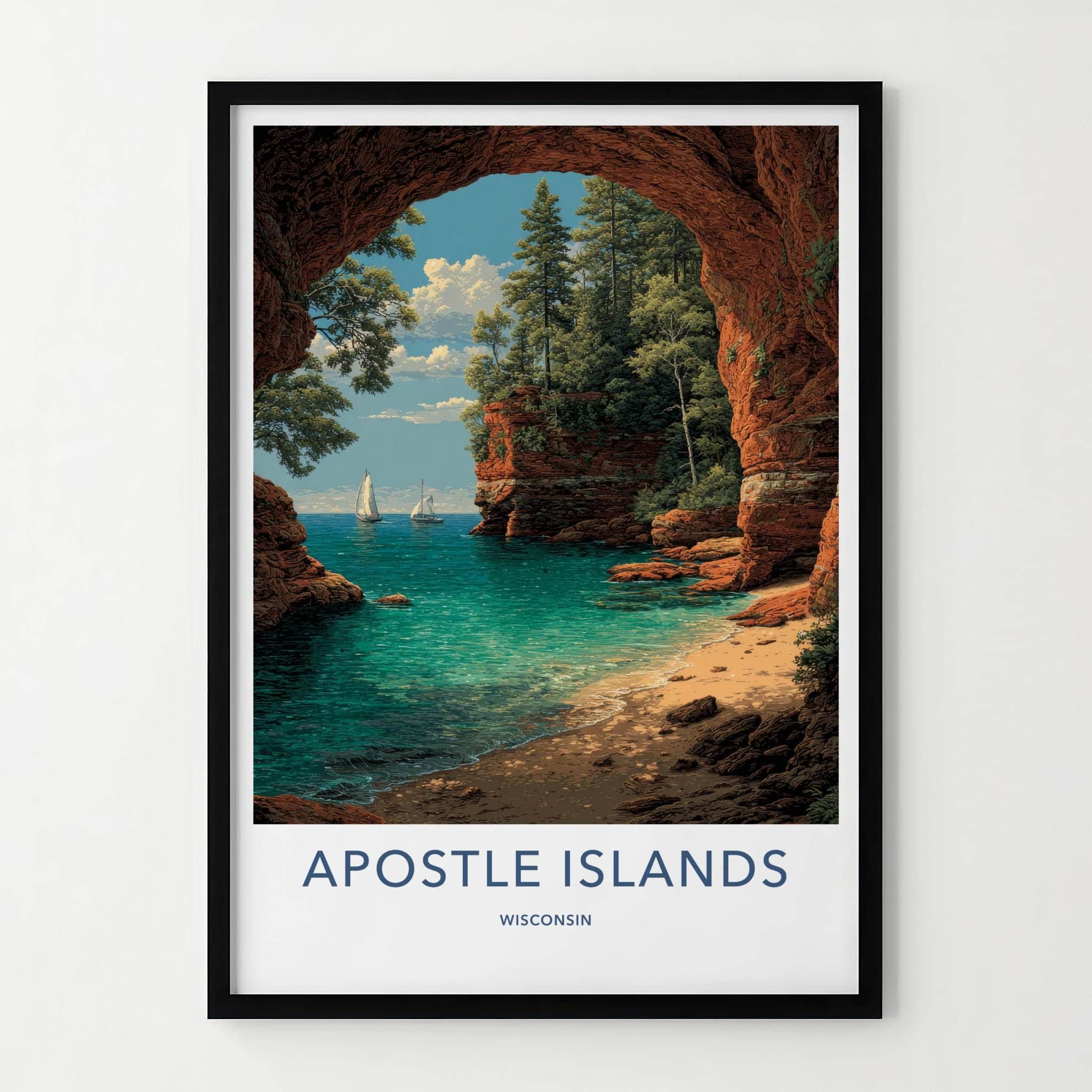 Apostle Islands Poster - Wisconsin Travel Print - Red Cliffs Cove Wall Decor