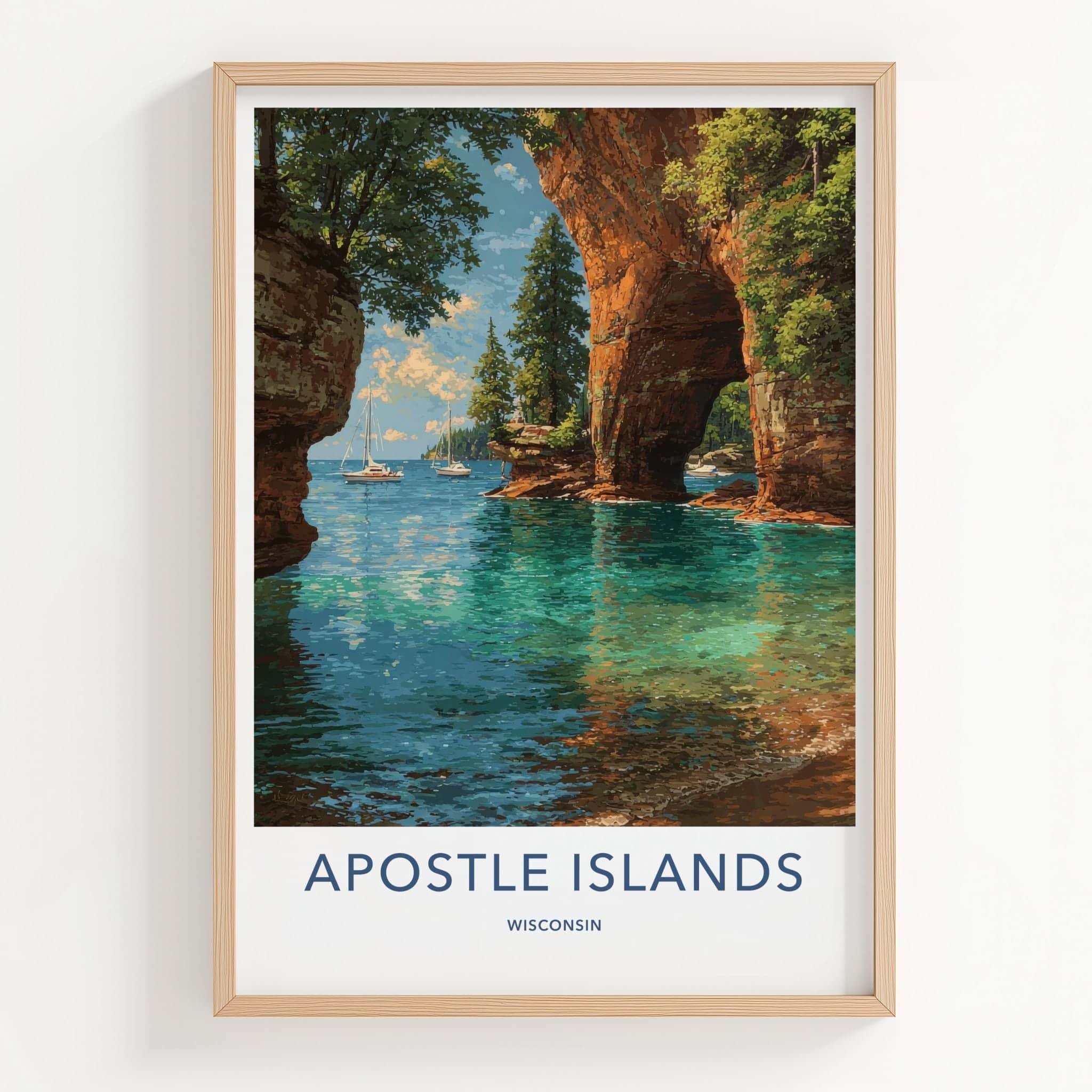 Apostle Islands Poster - Wisconsin Travel Print - Sea Caves Wall Decor