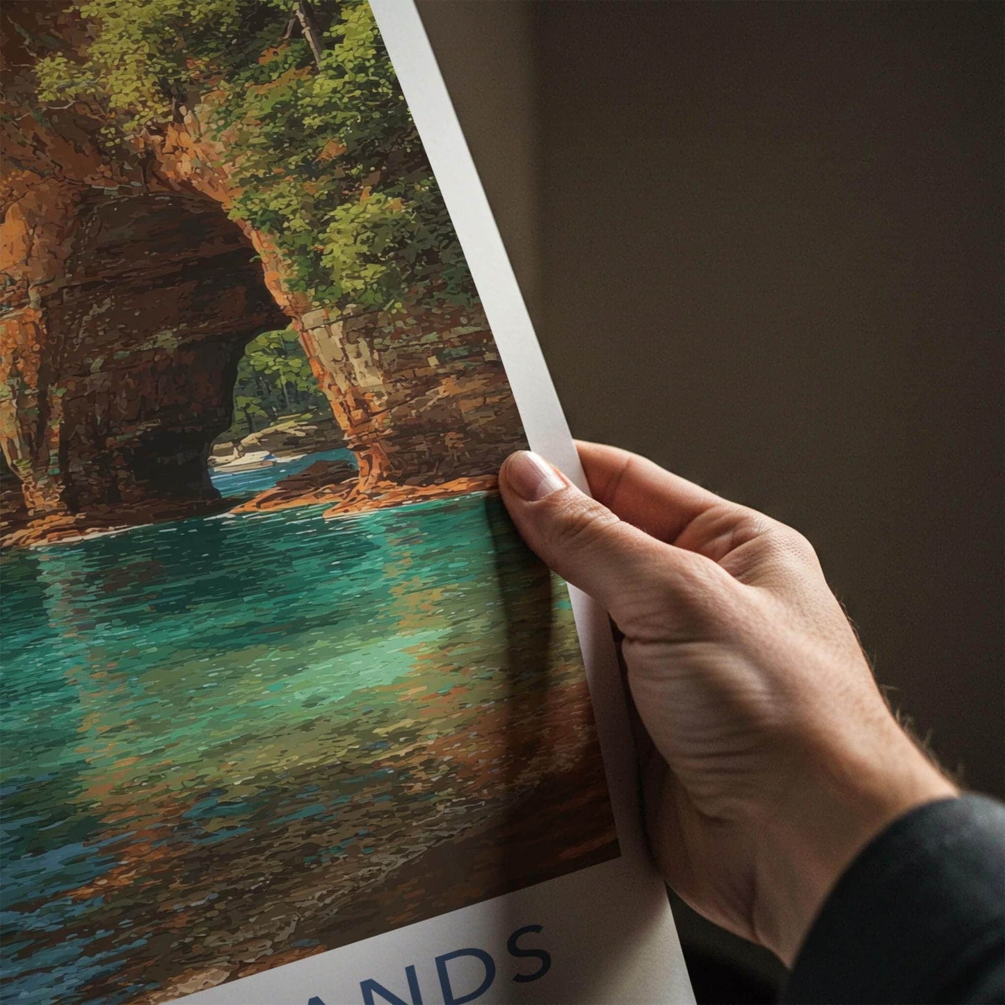 Apostle Islands Poster - Wisconsin Travel Print - Sea Caves Wall Decor
