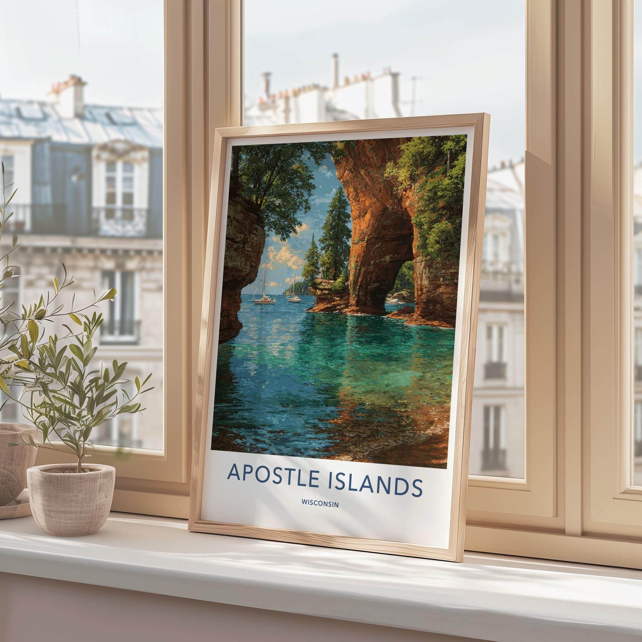Apostle Islands Poster - Wisconsin Travel Print - Sea Caves Wall Decor