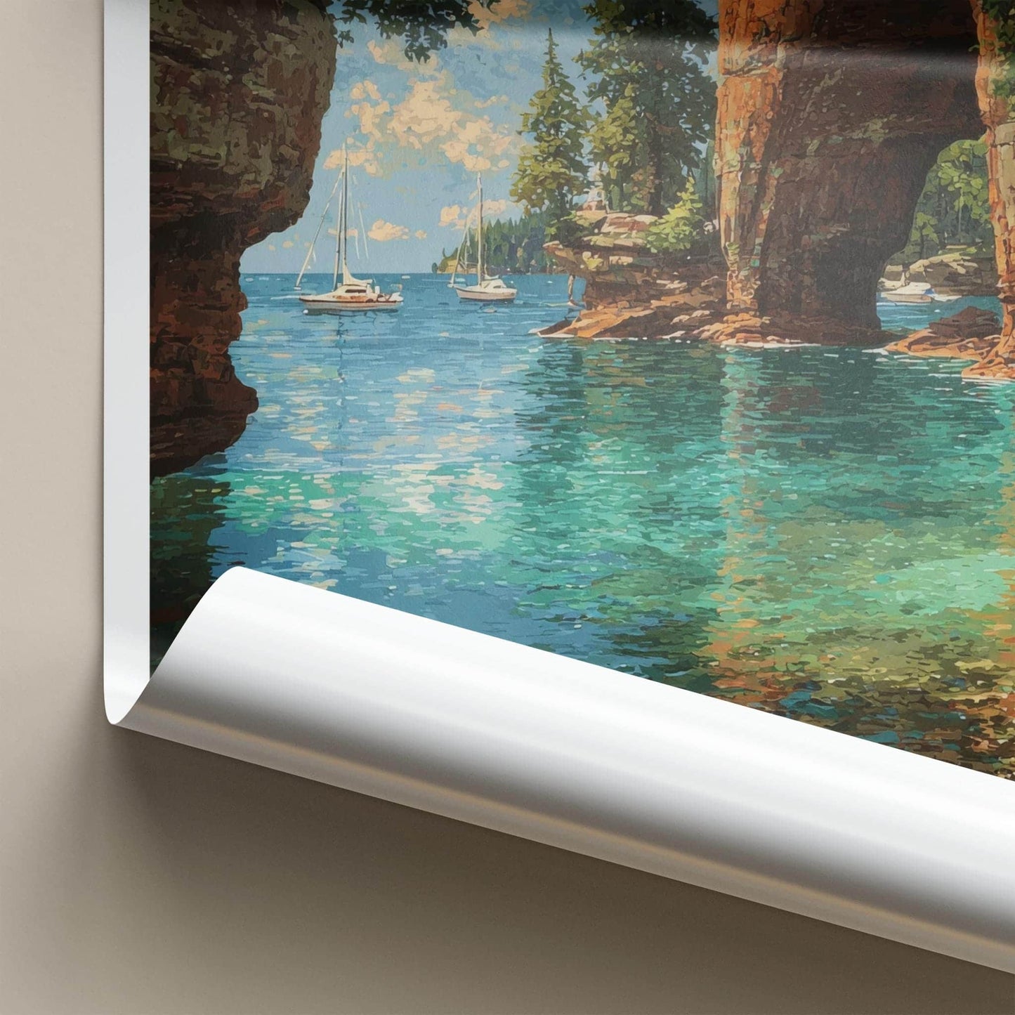 Apostle Islands Poster - Wisconsin Travel Print - Sea Caves Wall Decor