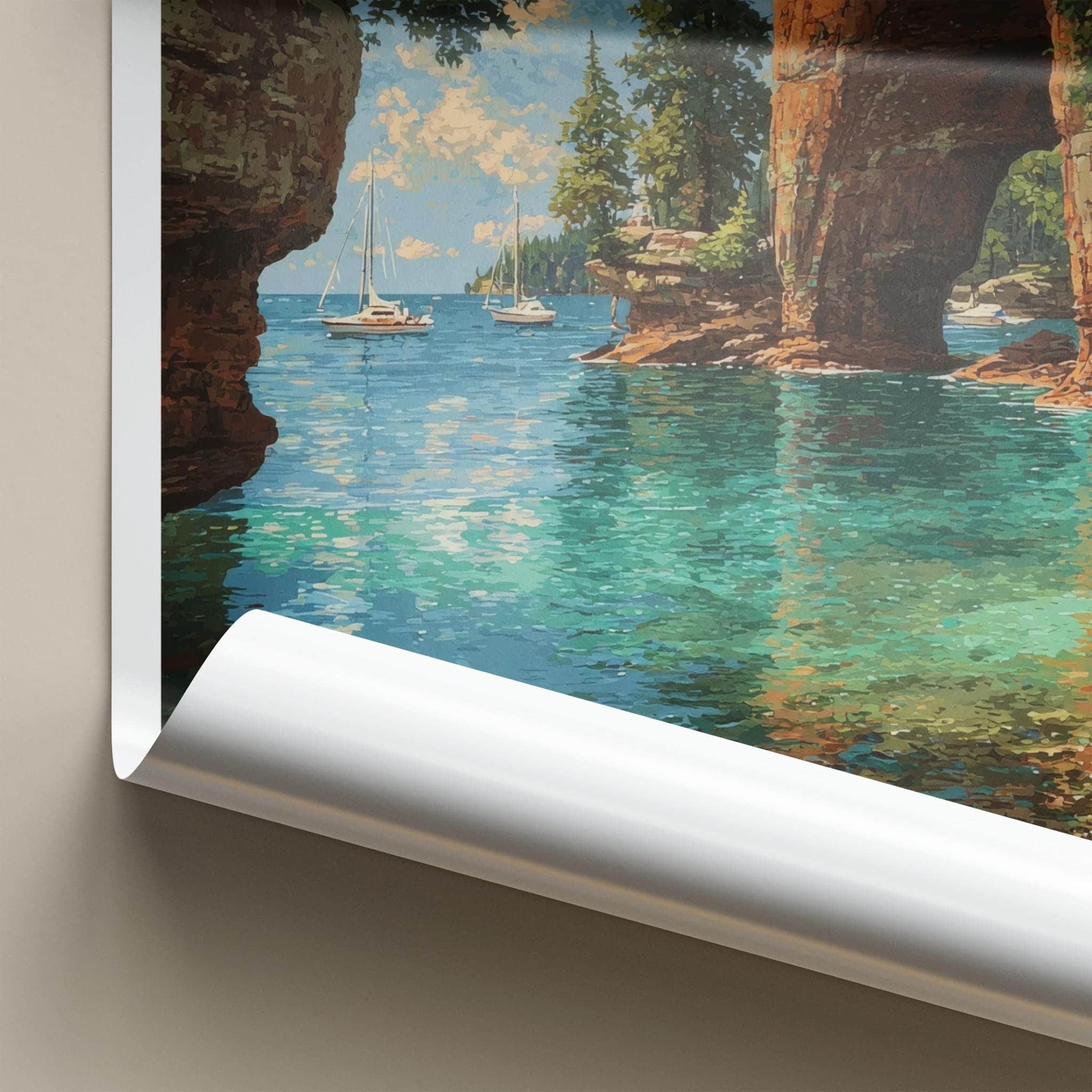 Apostle Islands Poster - Wisconsin Travel Print - Sea Caves Wall Decor