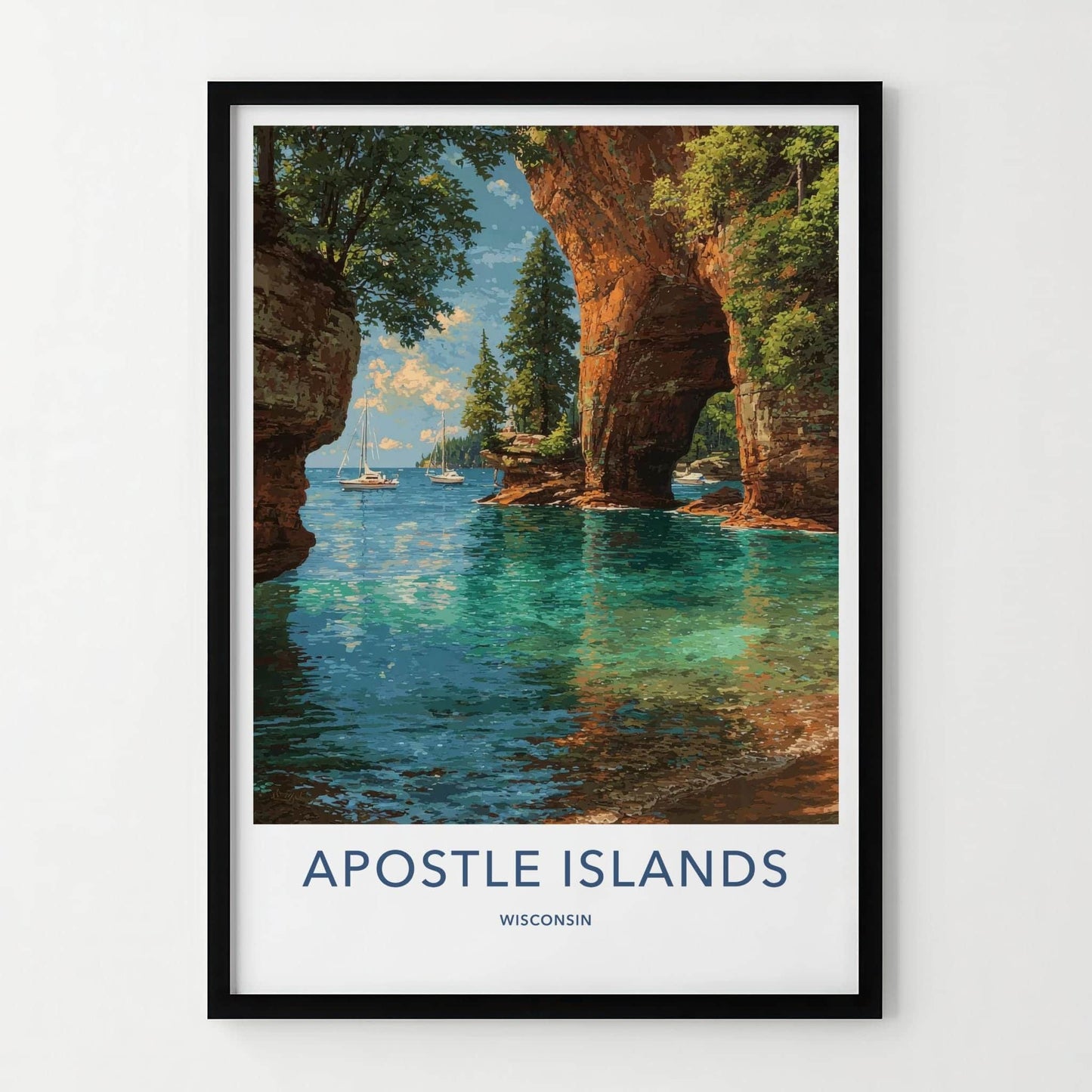 Apostle Islands Poster - Wisconsin Travel Print - Sea Caves Wall Decor