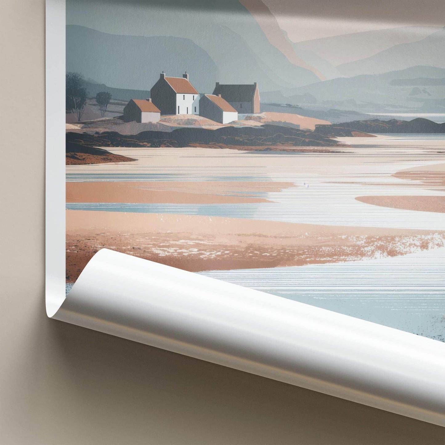 Applecross Poster - Scotland Travel Art - Coastal Houses Landscape Home Decor