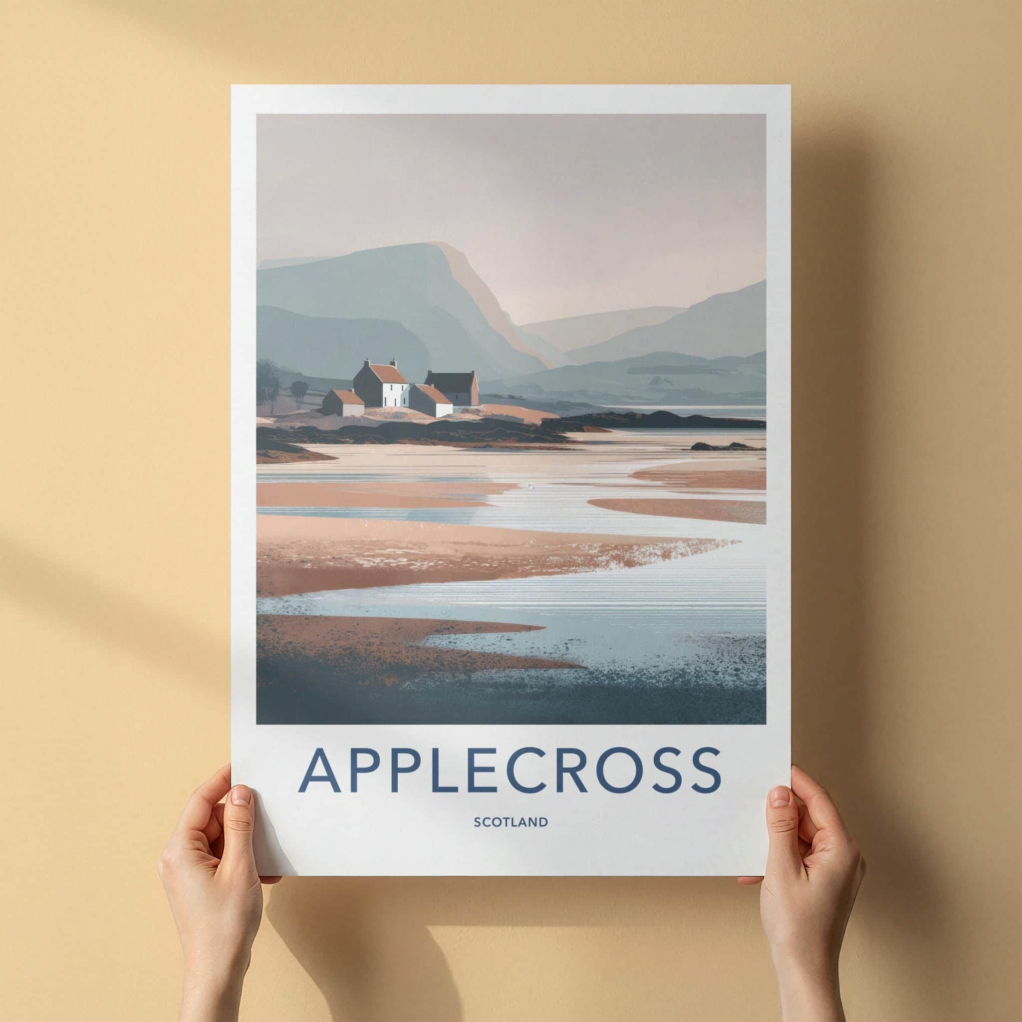 Applecross Poster - Scotland Travel Art - Coastal Houses Landscape Home Decor