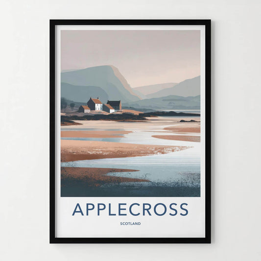 Applecross Poster - Scotland Travel Art - Coastal Houses Landscape Home Decor