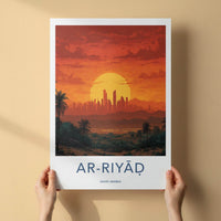 Ar-Riyad Poster - Saudi Arabia Travel Art - Fiery City Skyline Home Decor