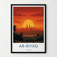 Ar-Riyad Poster - Saudi Arabia Travel Art - Fiery City Skyline Home Decor