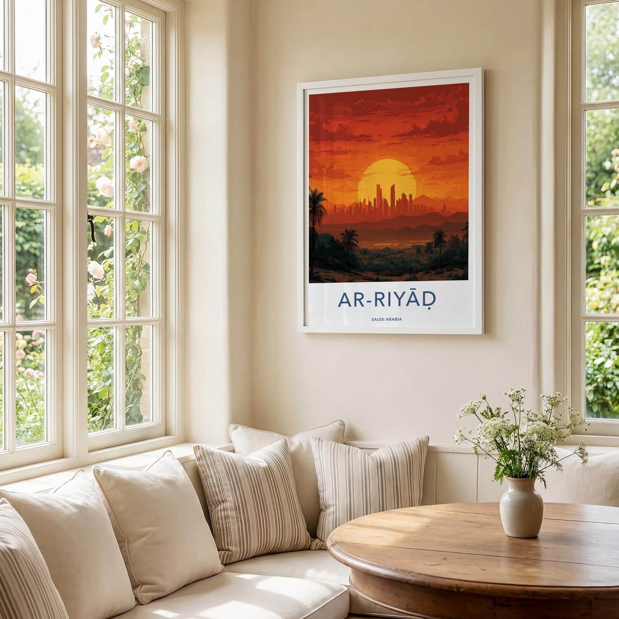 Ar-Riyad Poster - Saudi Arabia Travel Art - Fiery City Skyline Home Decor