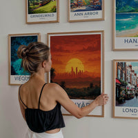 Ar-Riyad Poster - Saudi Arabia Travel Art - Fiery City Skyline Home Decor