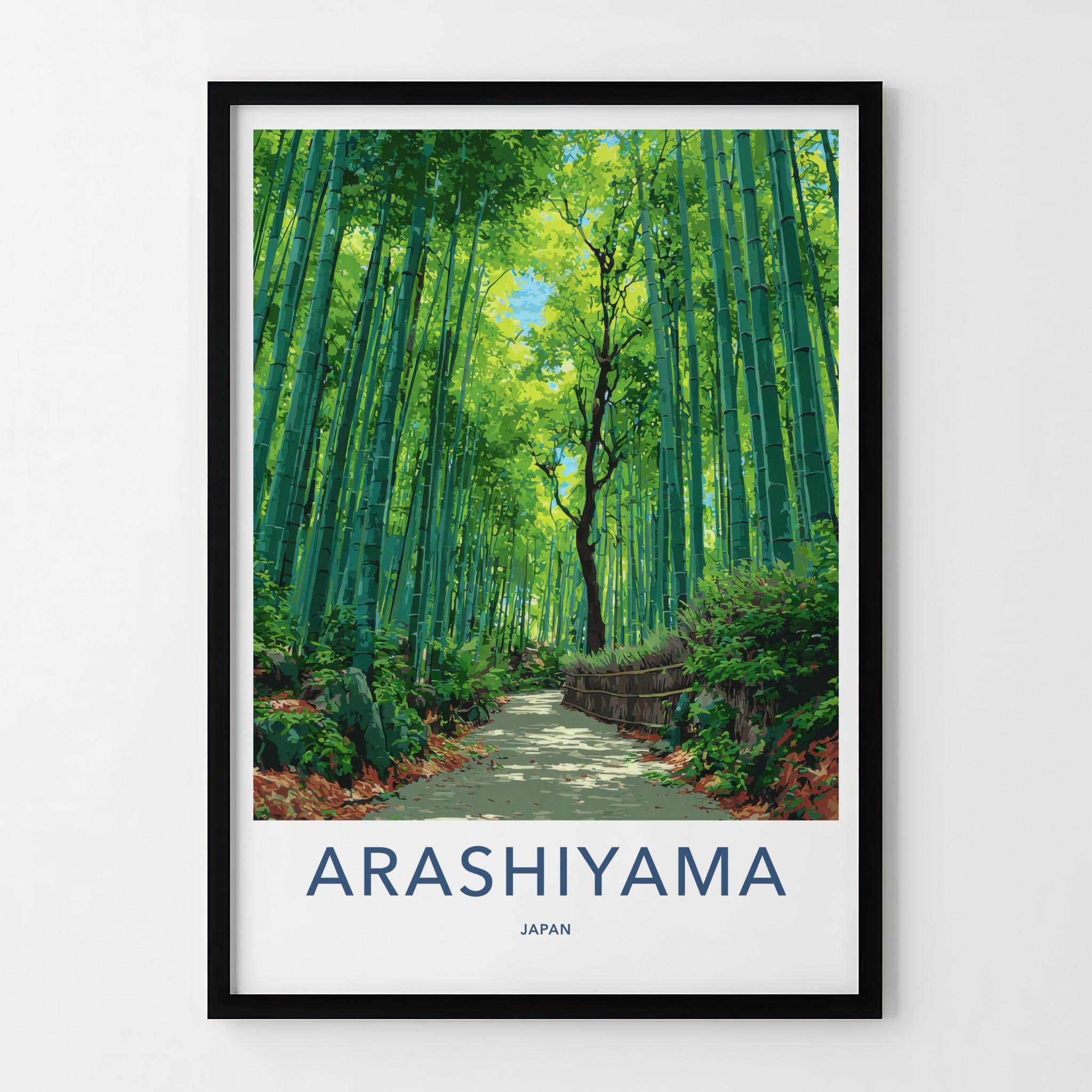 Arashiyama Poster - Japan Travel Art - Bamboo Forest Path Home Decor