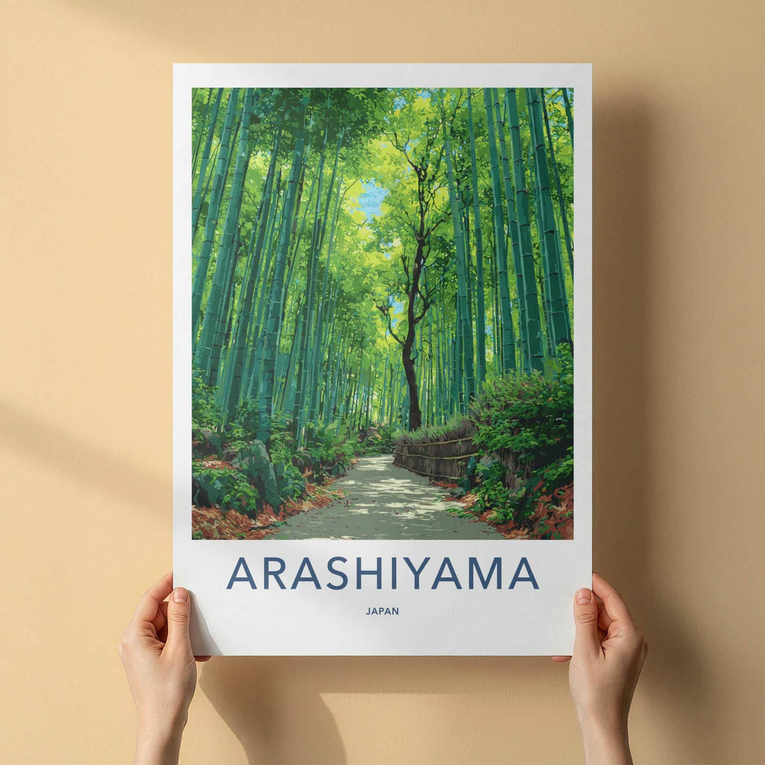 Arashiyama Poster - Japan Travel Art - Bamboo Forest Path Home Decor