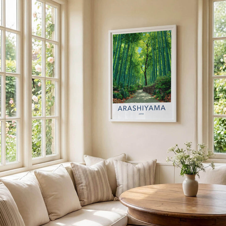 Arashiyama Poster - Japan Travel Art - Bamboo Forest Path Home Decor