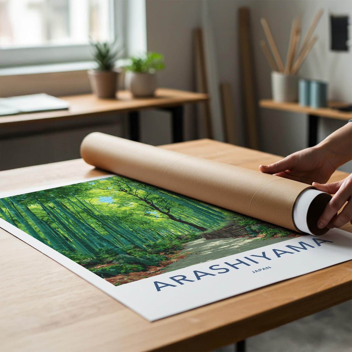 Arashiyama Poster - Japan Travel Art - Bamboo Forest Path Home Decor