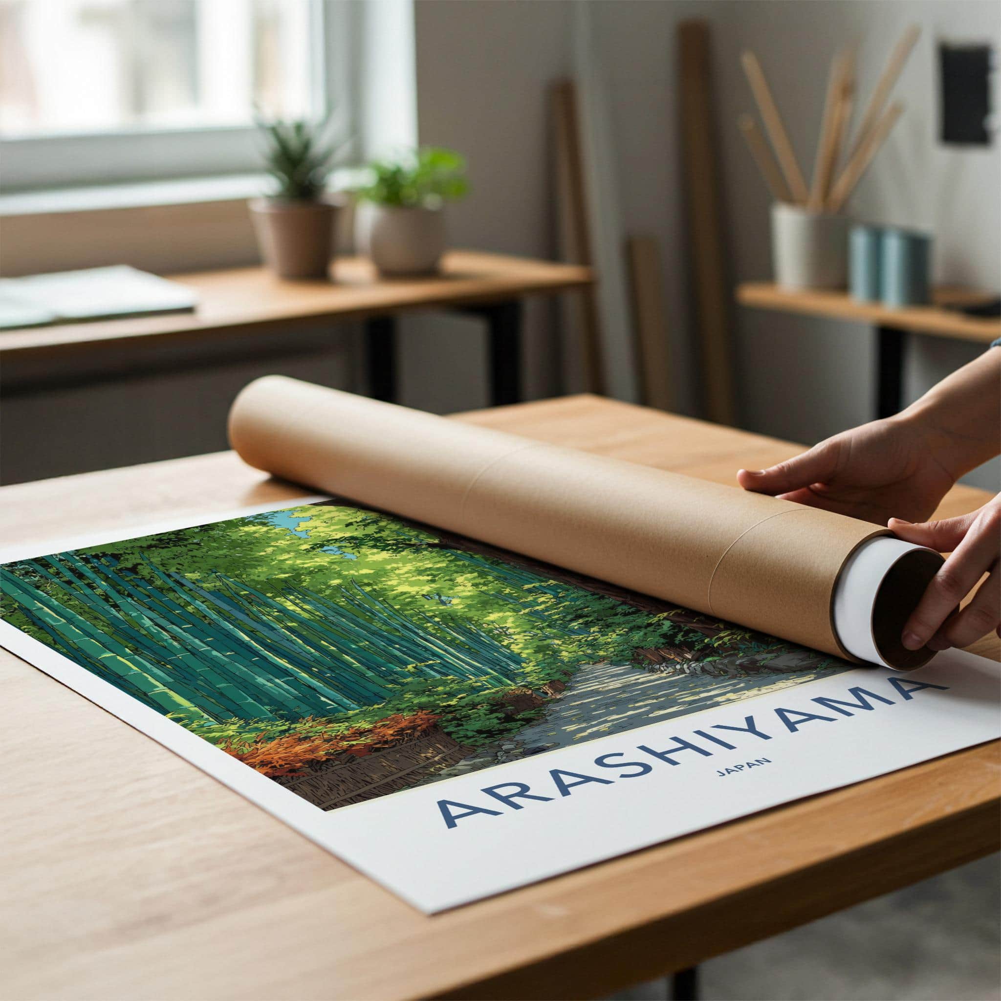 Arashiyama Poster - Japan Travel Art - Bamboo Forest Path Wall Decor
