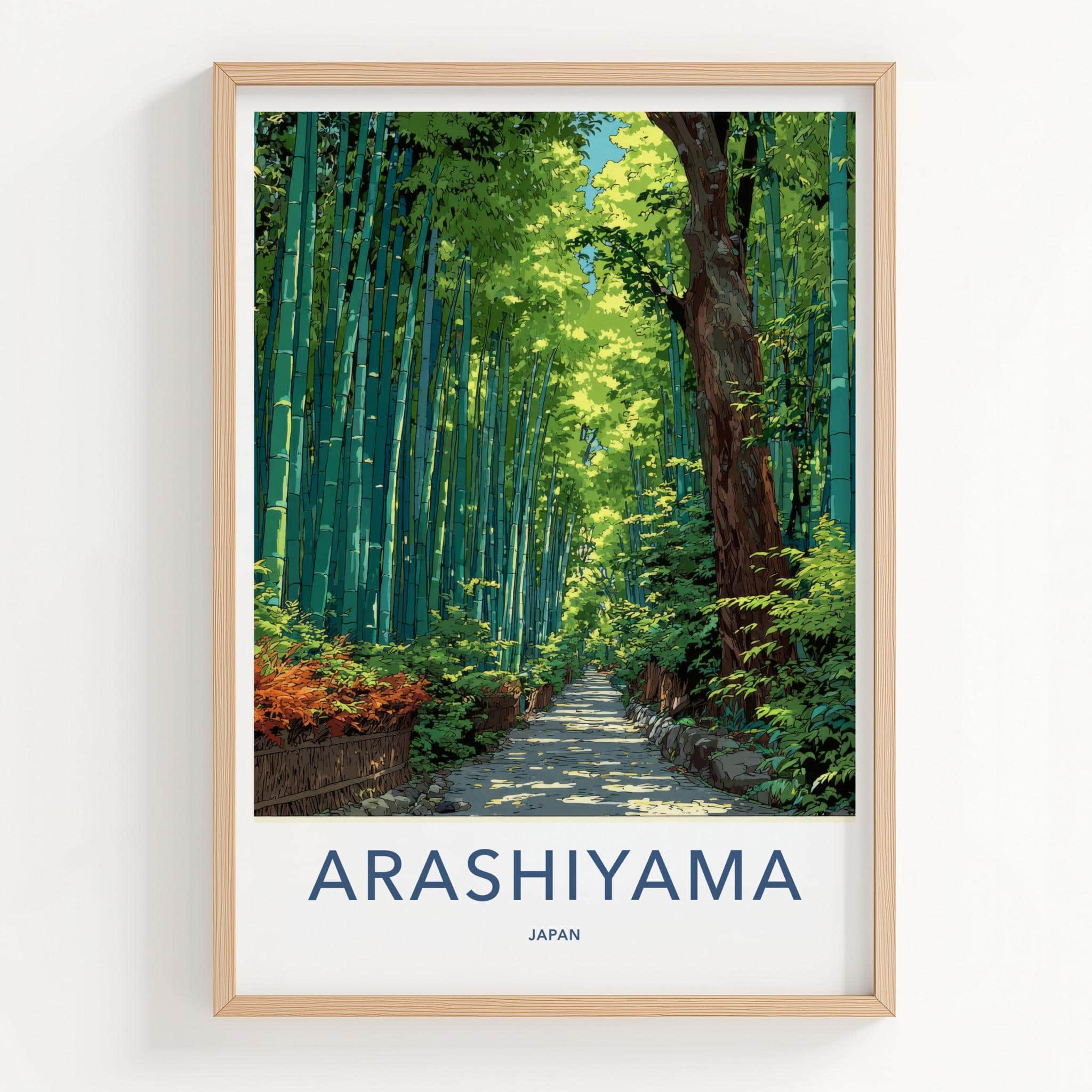 Arashiyama Poster - Japan Travel Art - Bamboo Forest Path Wall Decor