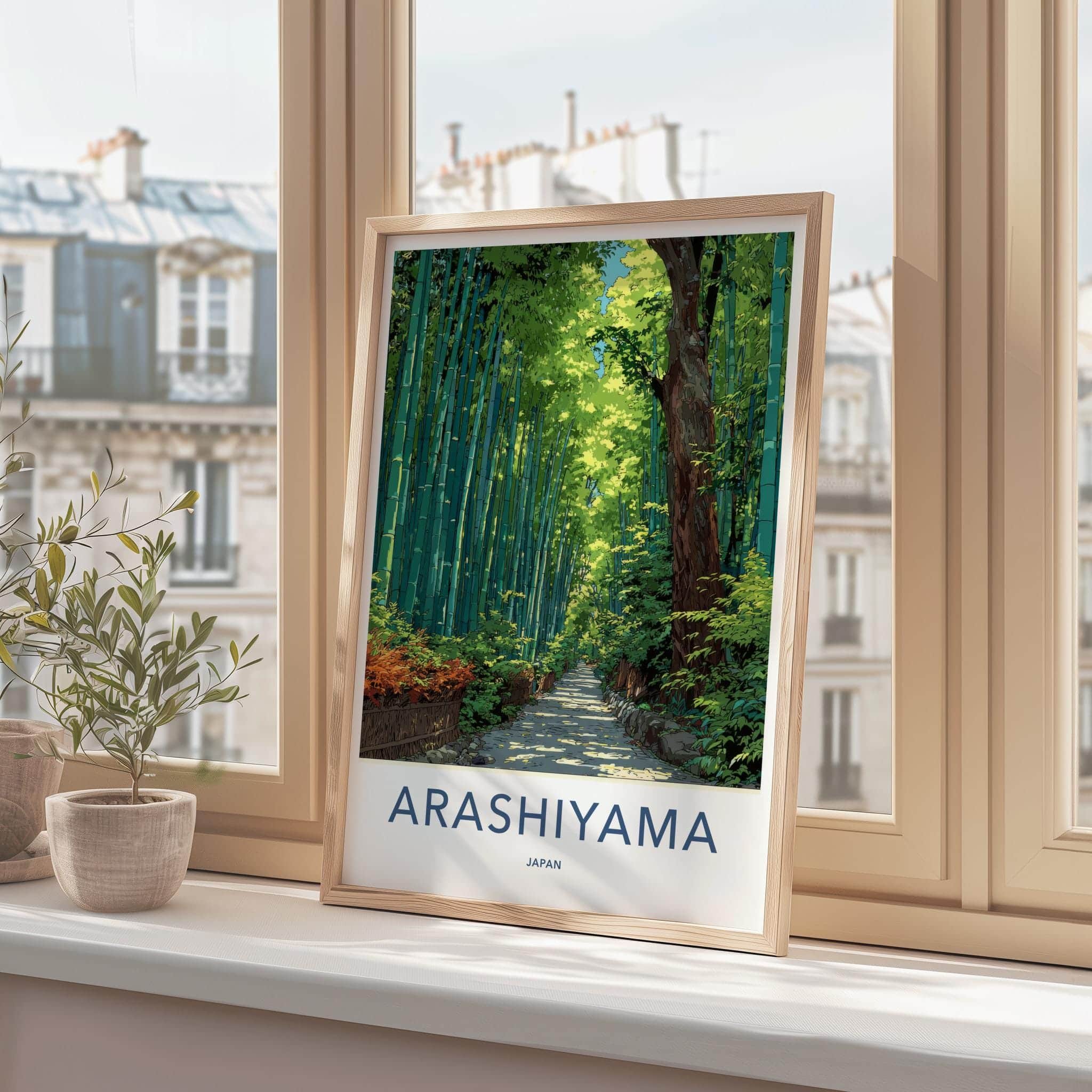 Arashiyama Poster - Japan Travel Art - Bamboo Forest Path Wall Decor