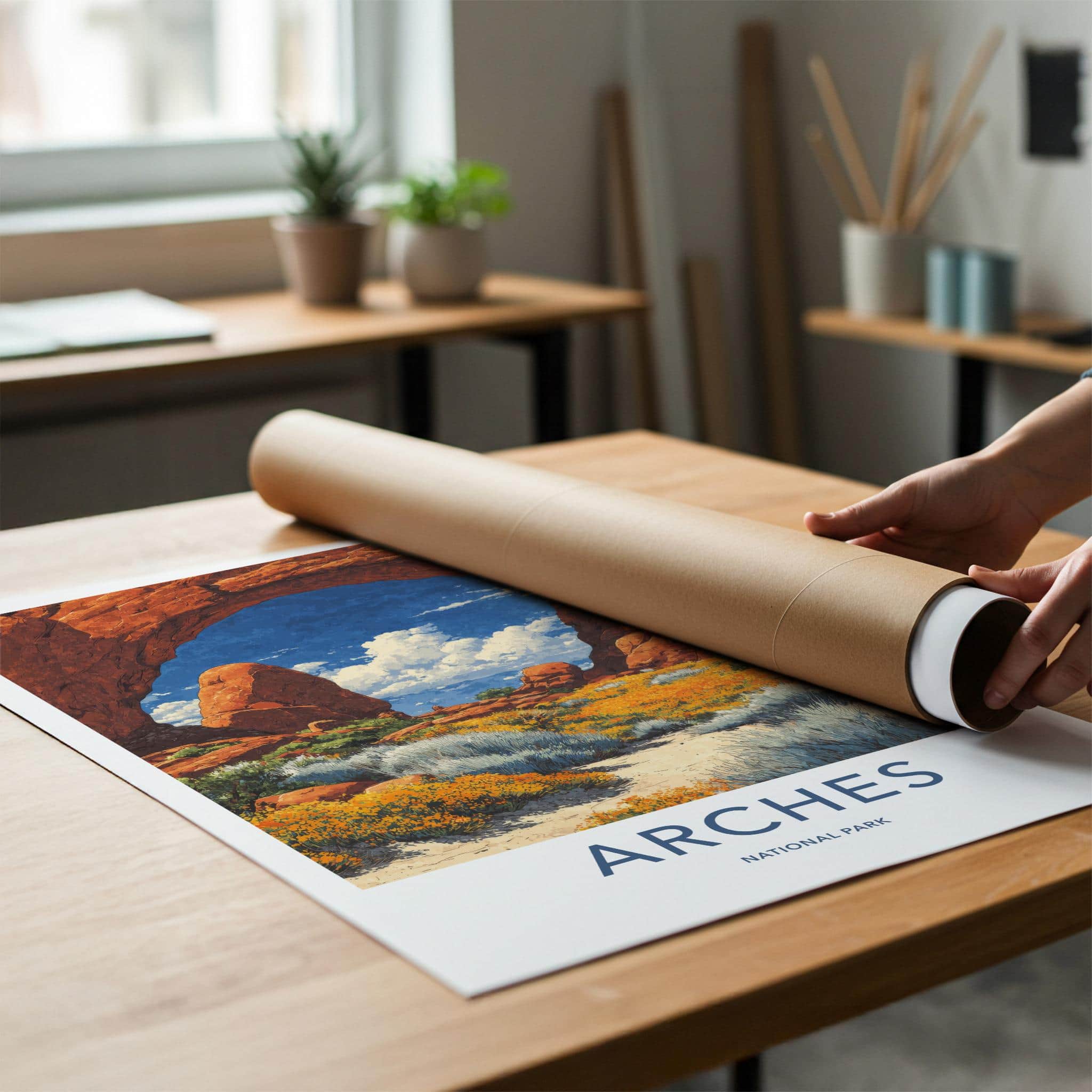 Arches National Park Poster - Utah Travel Art - Red Rock Arch Home Decor