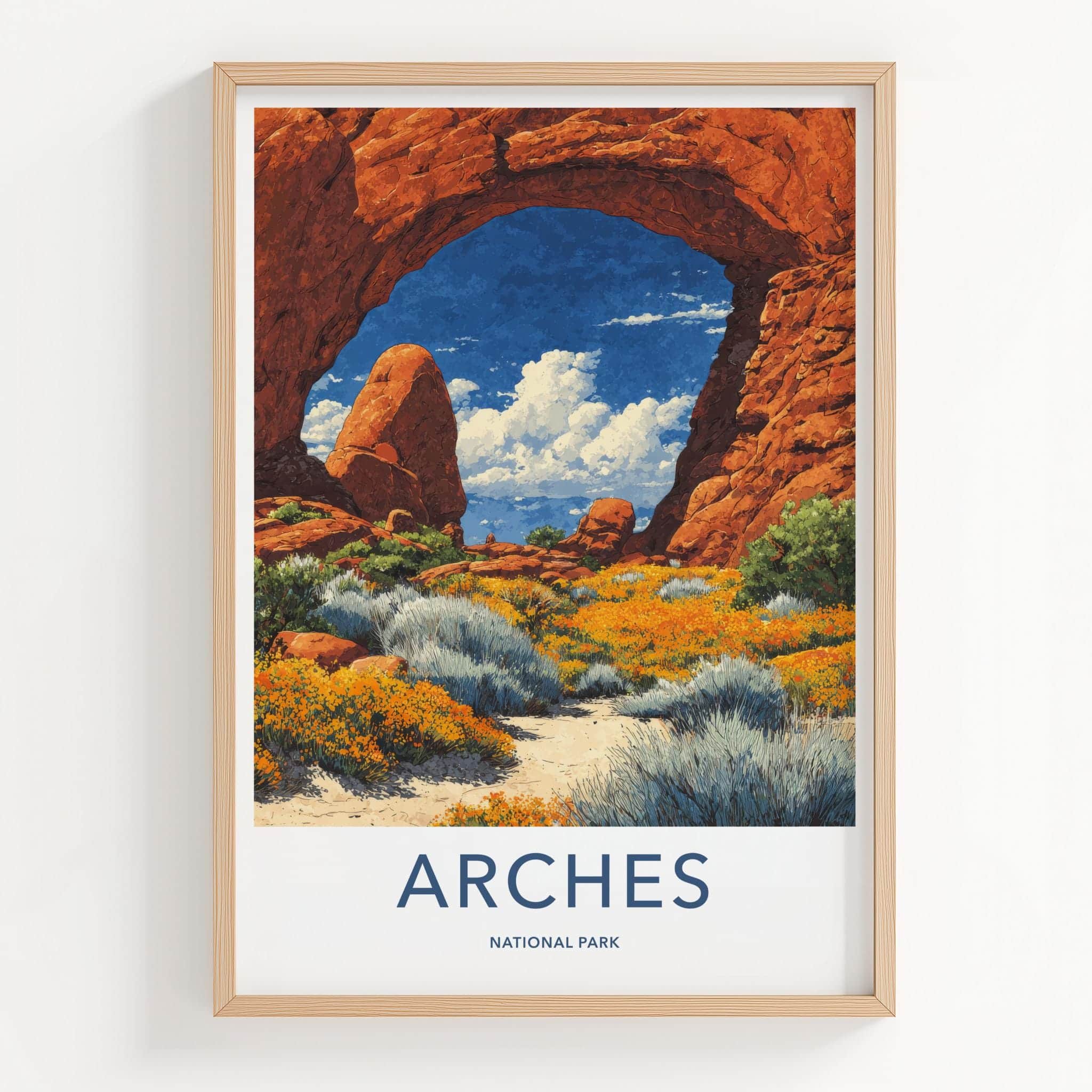 Arches National Park Poster - Utah Travel Art - Red Rock Arch Home Decor