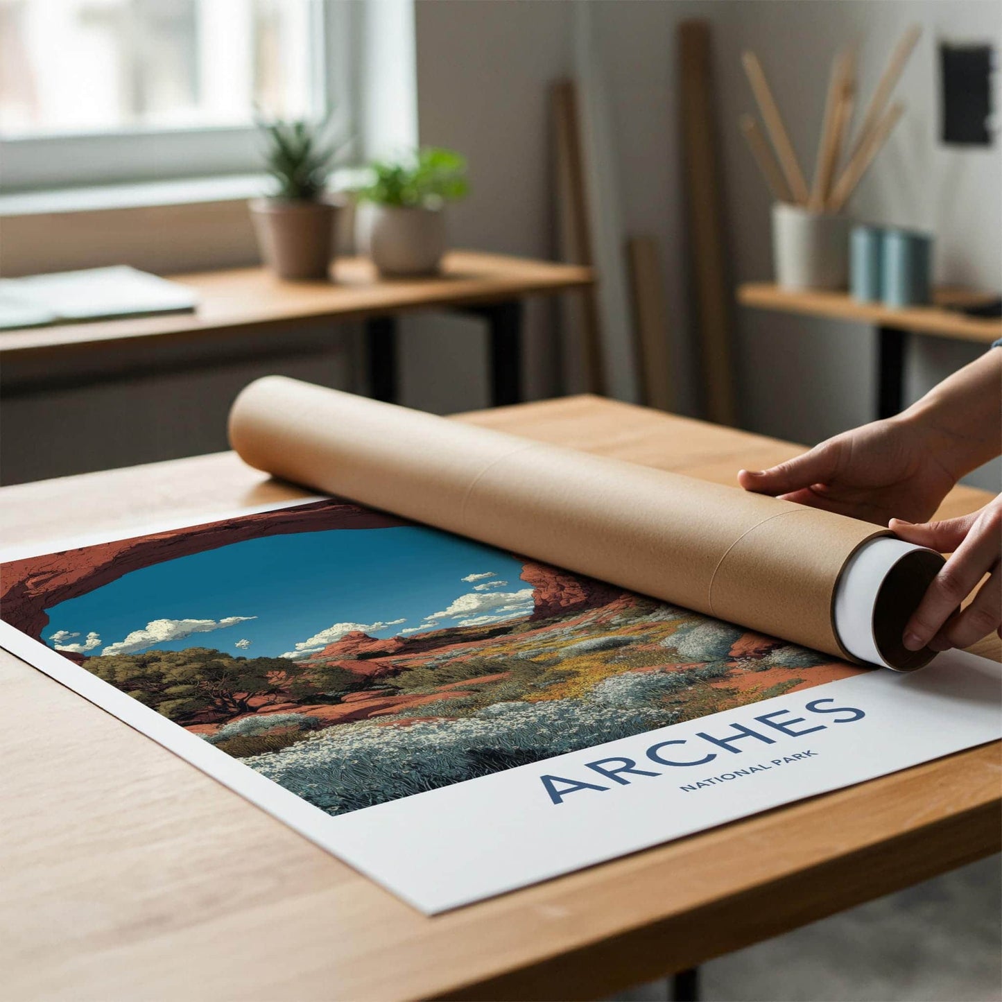 Arches National Park Poster - Utah Travel Art - Red Rock Landscape Wall Decor