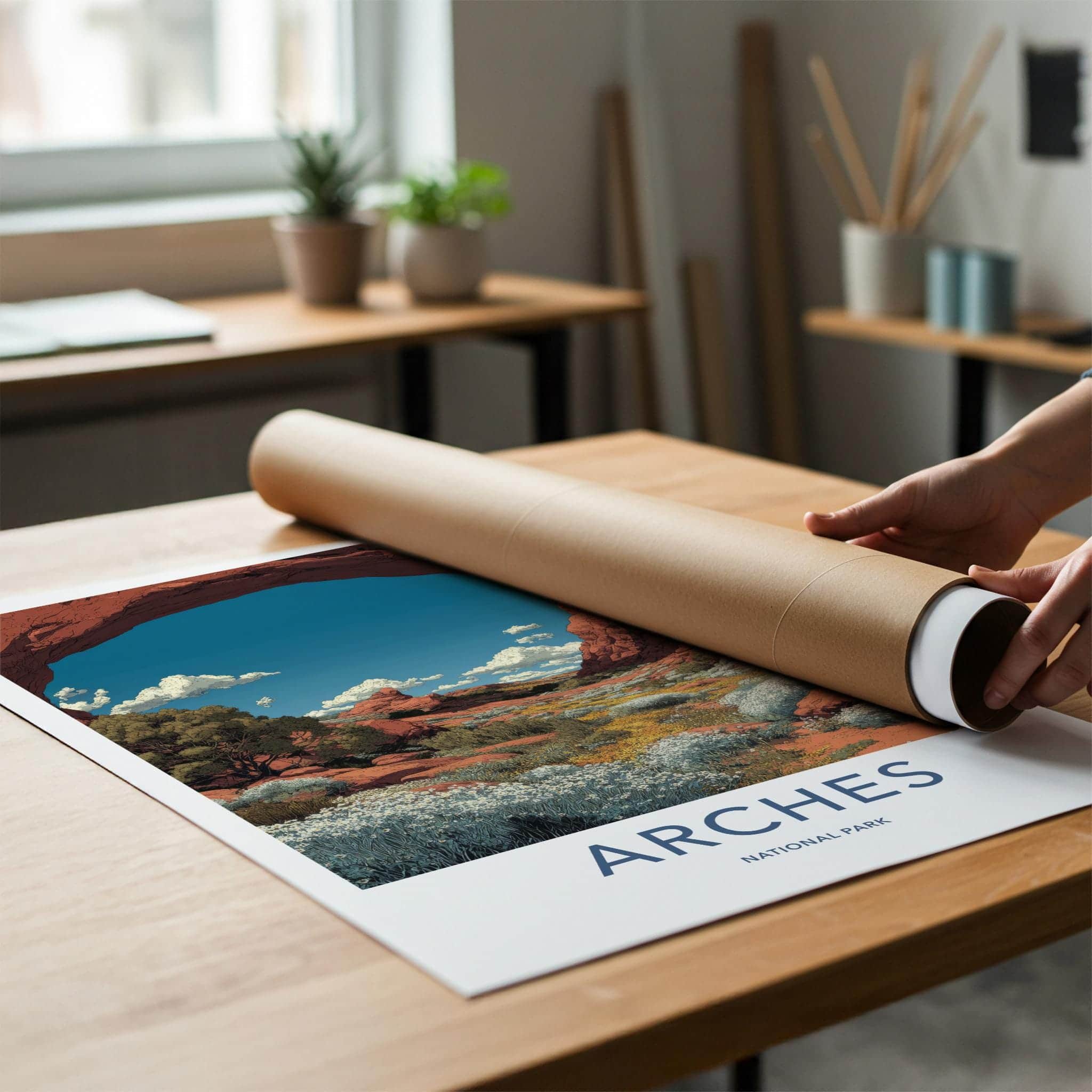 Arches National Park Poster - Utah Travel Art - Red Rock Landscape Wall Decor
