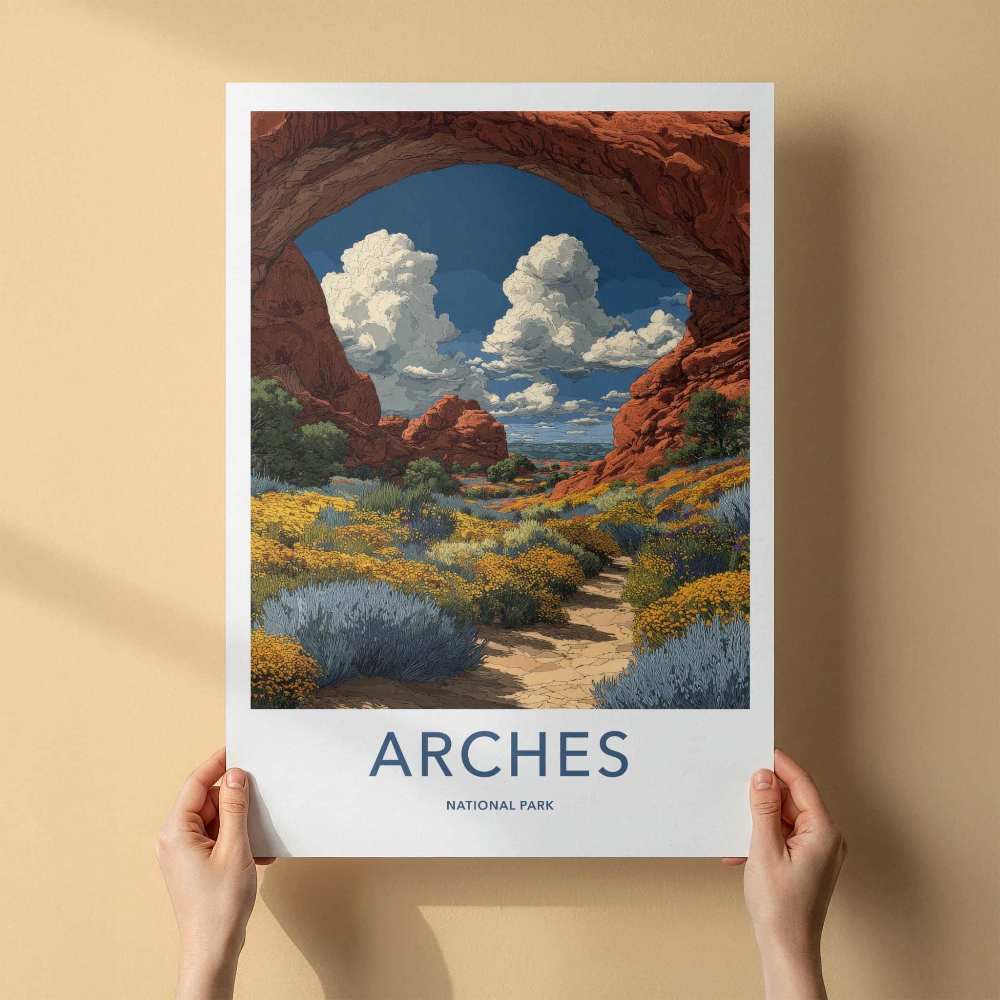 Arches National Park Poster - Utah Wall Art - Red Rock Arch United States