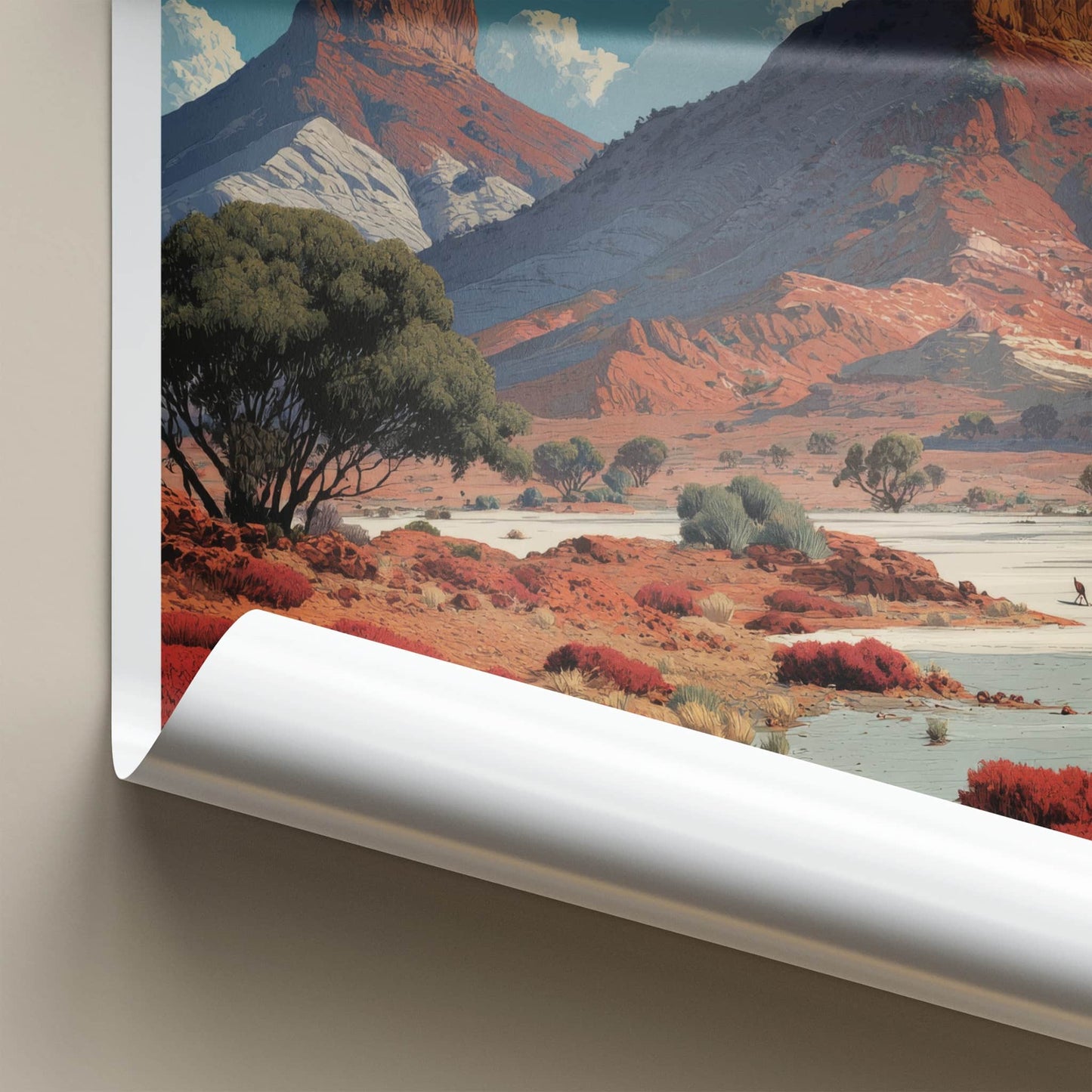 Arckaringa Poster - Australia Travel Art - Red Desert Kangaroos Wall Decor