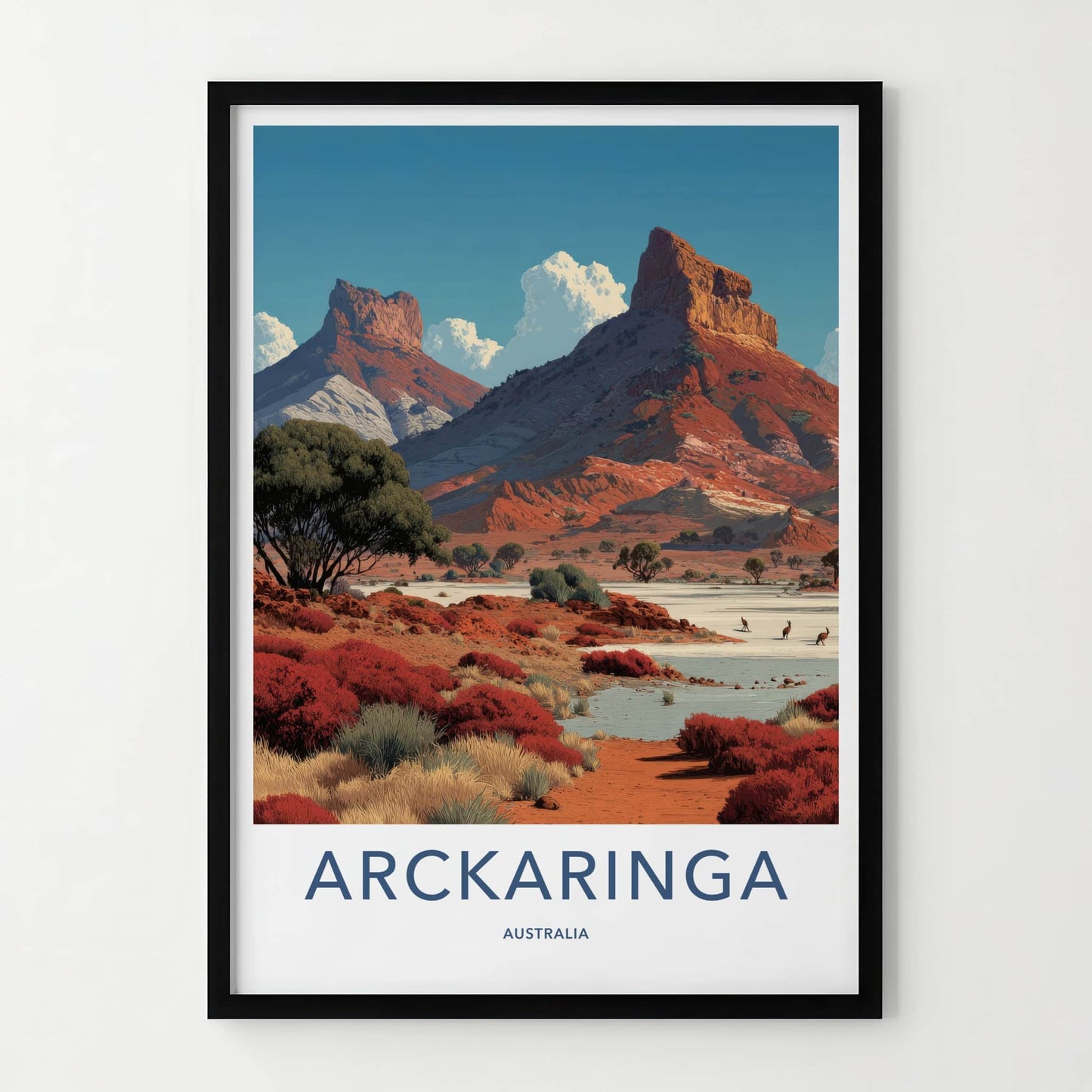 Arckaringa Poster - Australia Travel Art - Red Desert Kangaroos Wall Decor