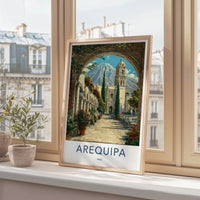 Arequipa Poster - Peru Arched View Bell Tower Home Decor