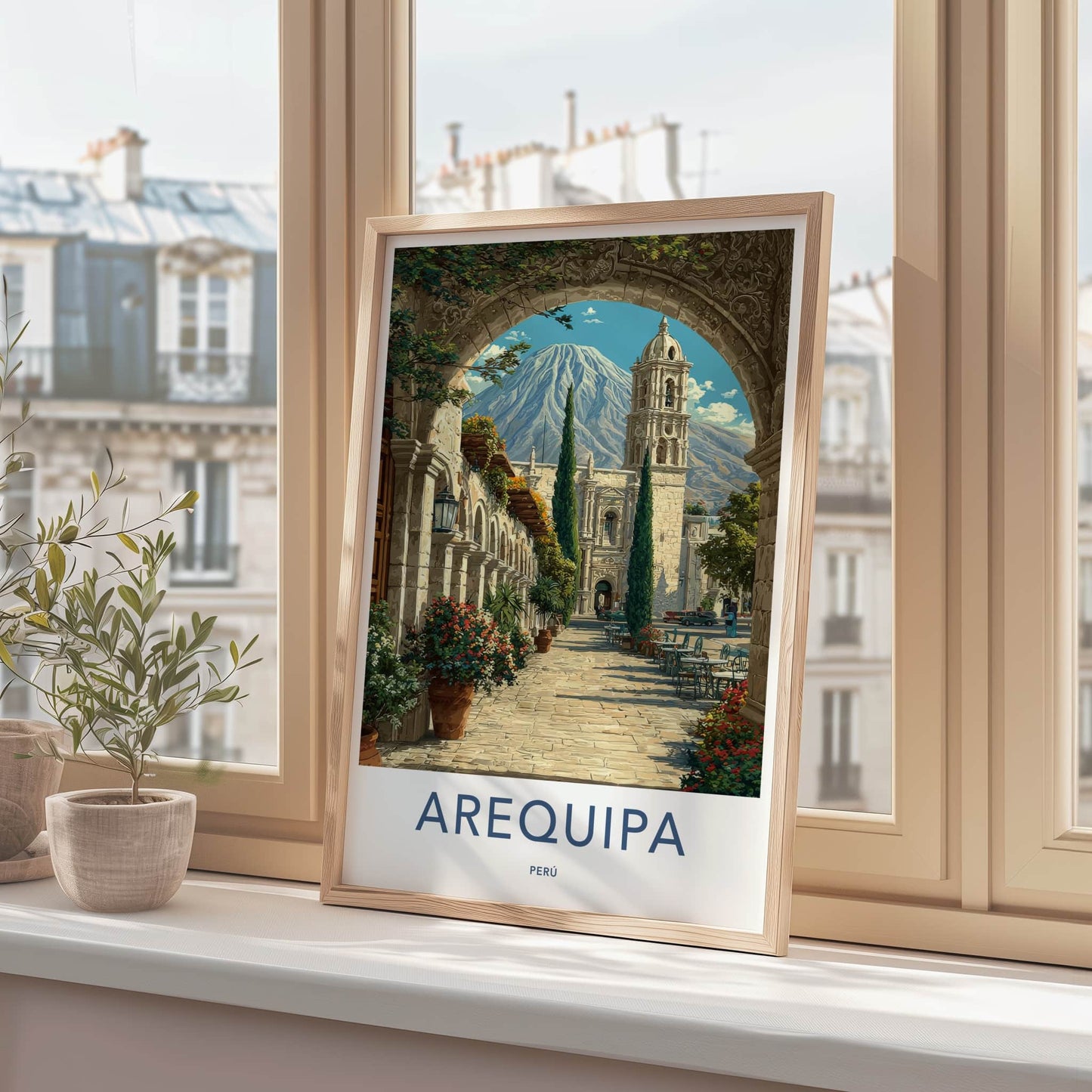 Arequipa Poster - Peru Arched View Bell Tower Home Decor