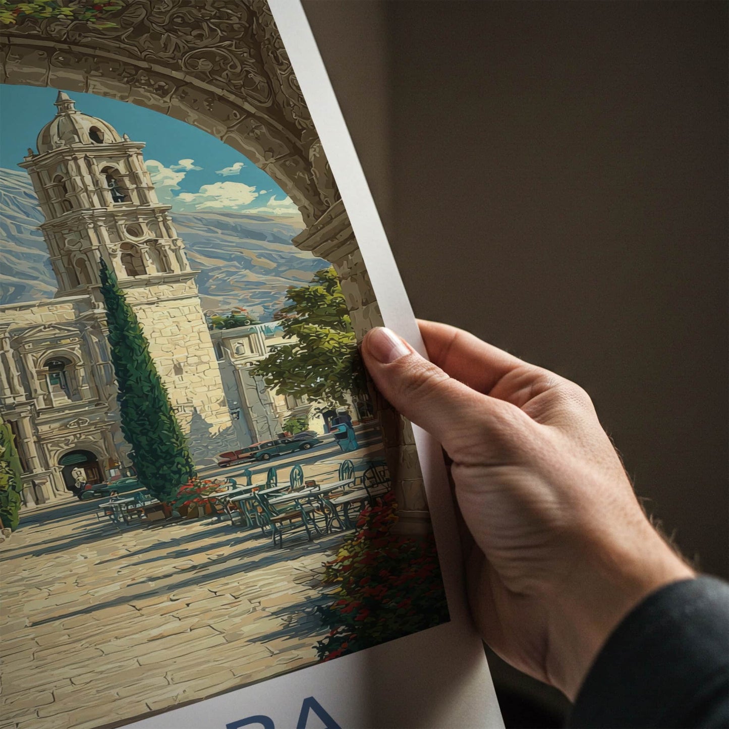 Arequipa Poster - Peru Arched View Bell Tower Home Decor