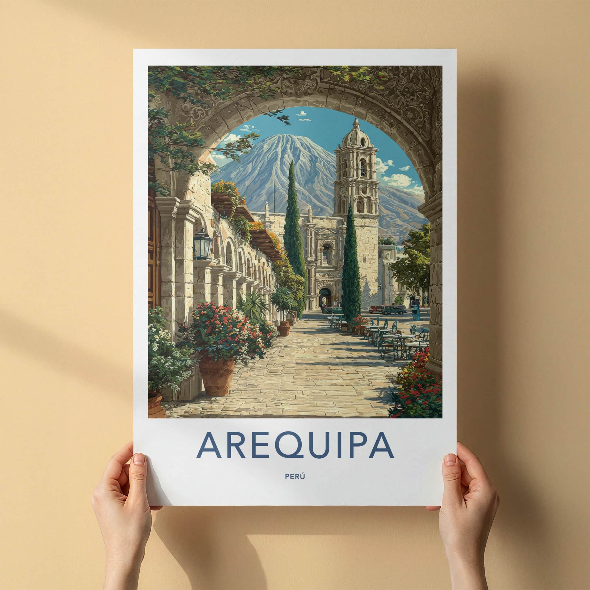 Arequipa Poster - Peru Arched View Bell Tower Home Decor