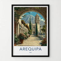 Arequipa Poster - Peru Arched View Bell Tower Home Decor
