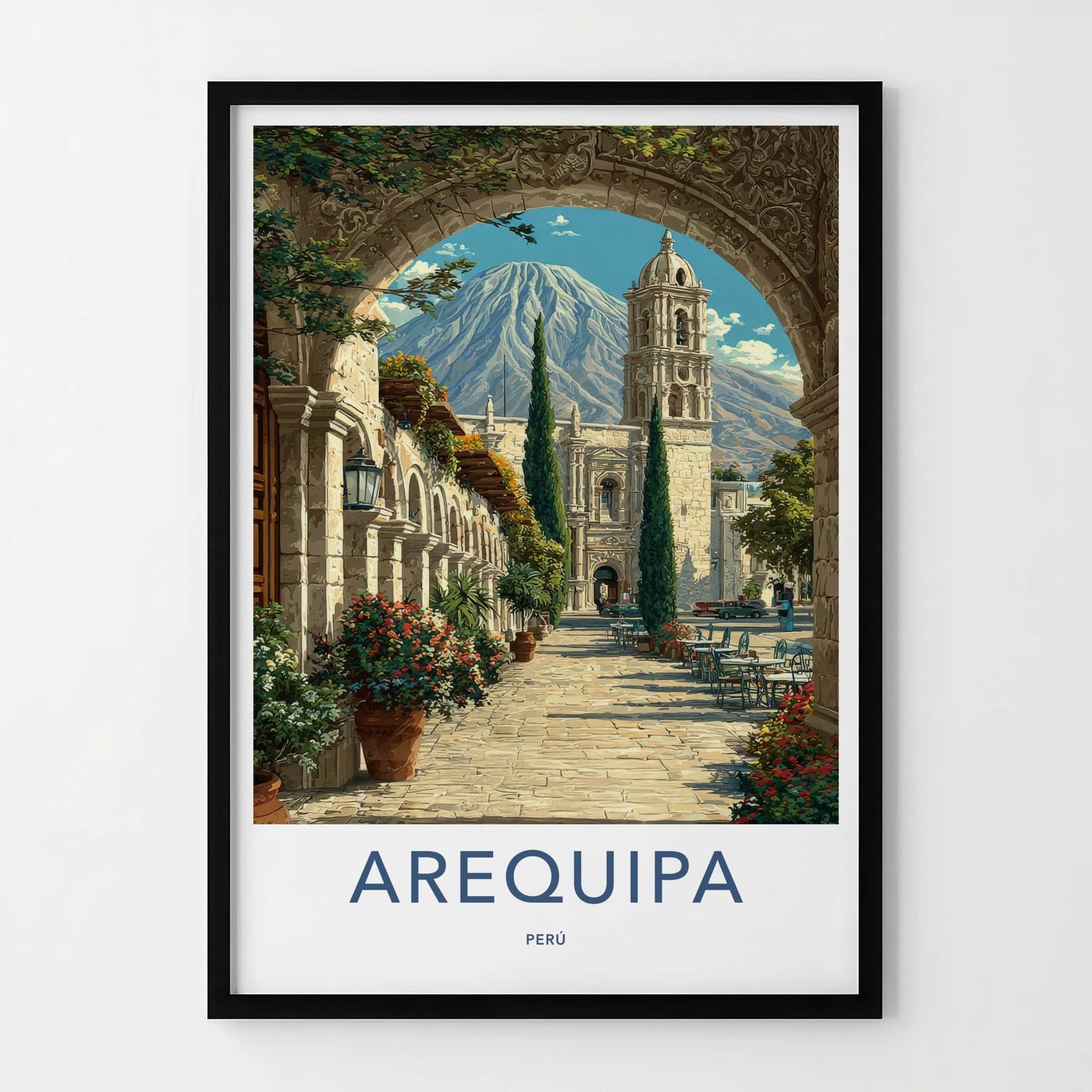 Arequipa Poster - Peru Arched View Bell Tower Home Decor