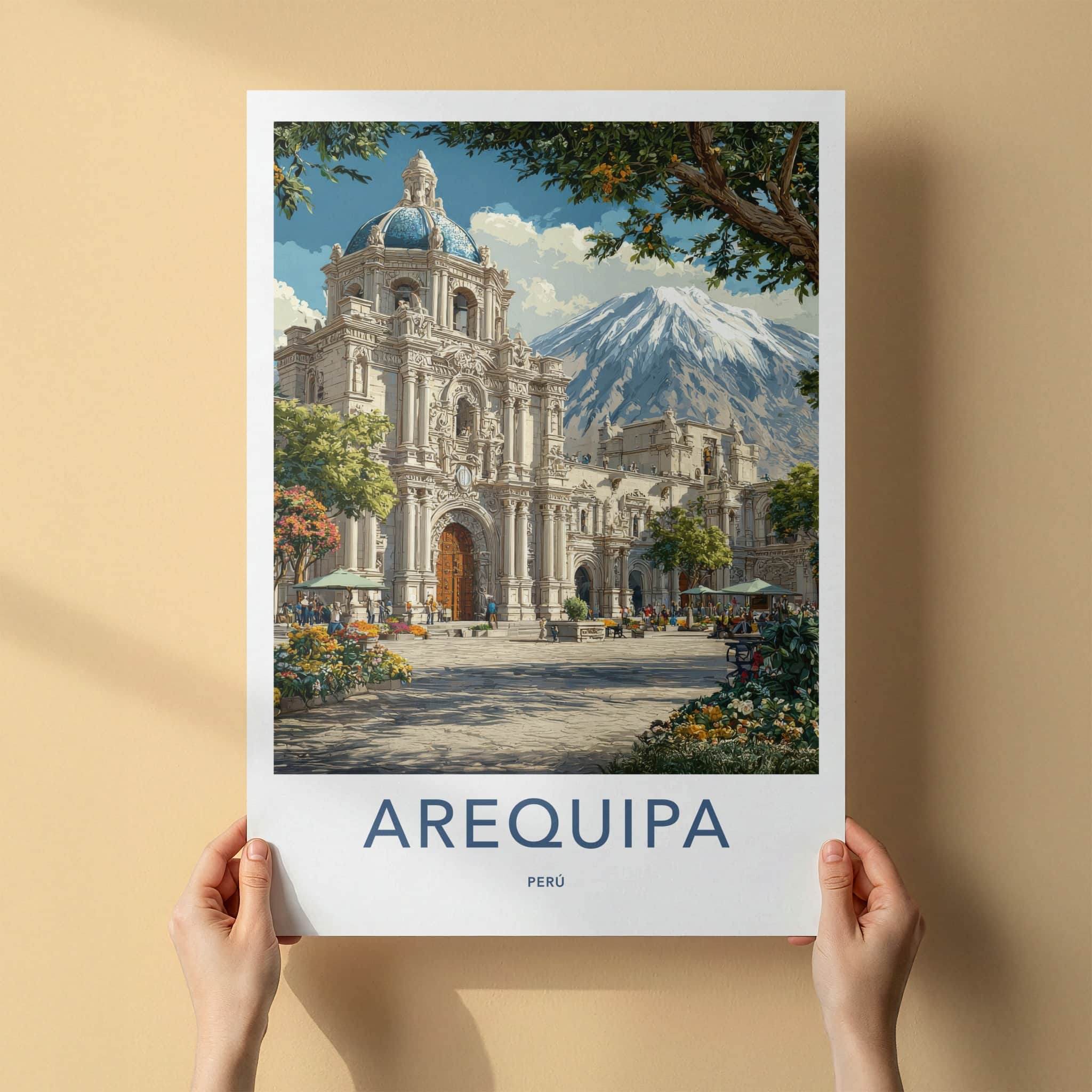 Arequipa Poster - Peru Art Print - Cathedral Mountain Home Decor