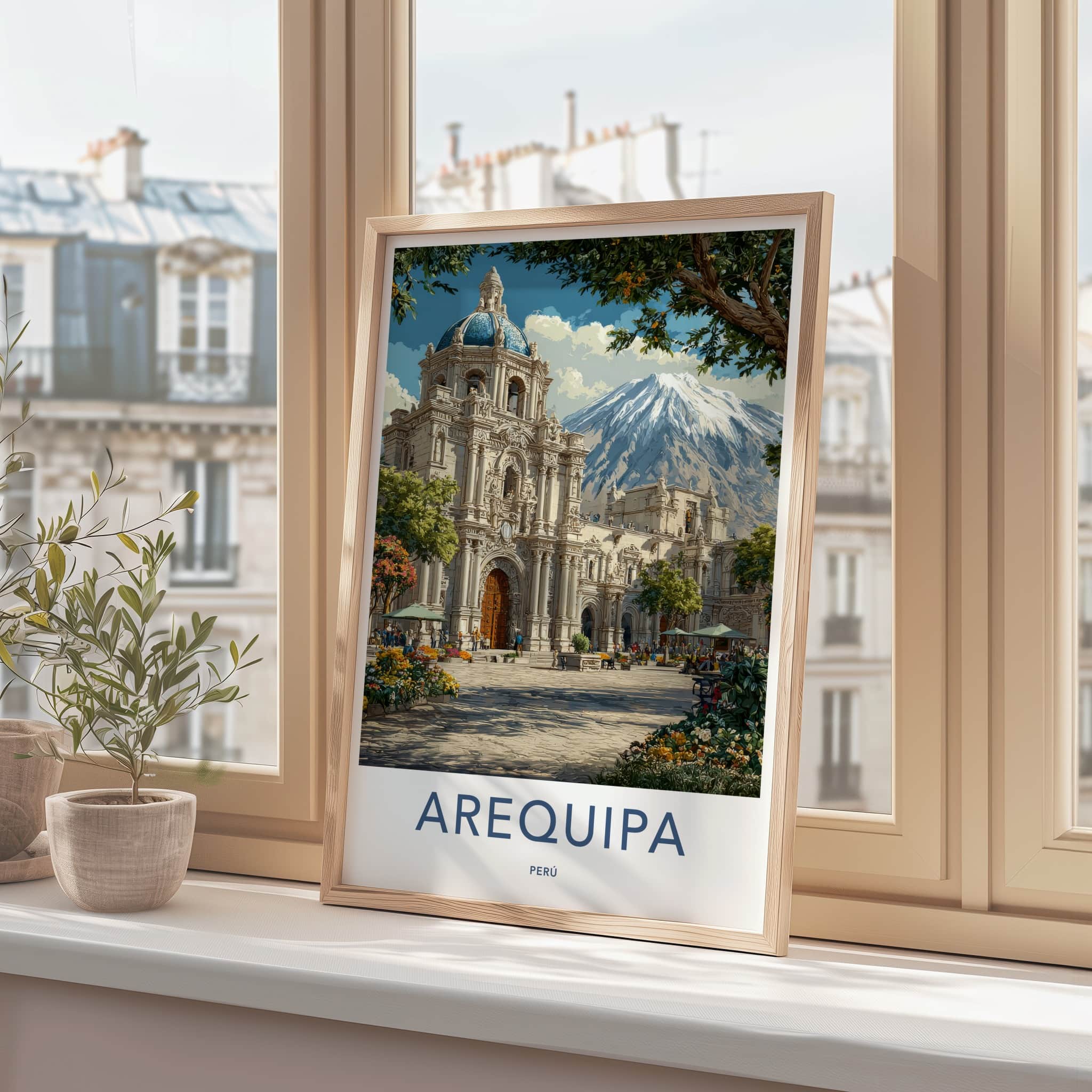 Arequipa Poster - Peru Art Print - Cathedral Mountain Home Decor
