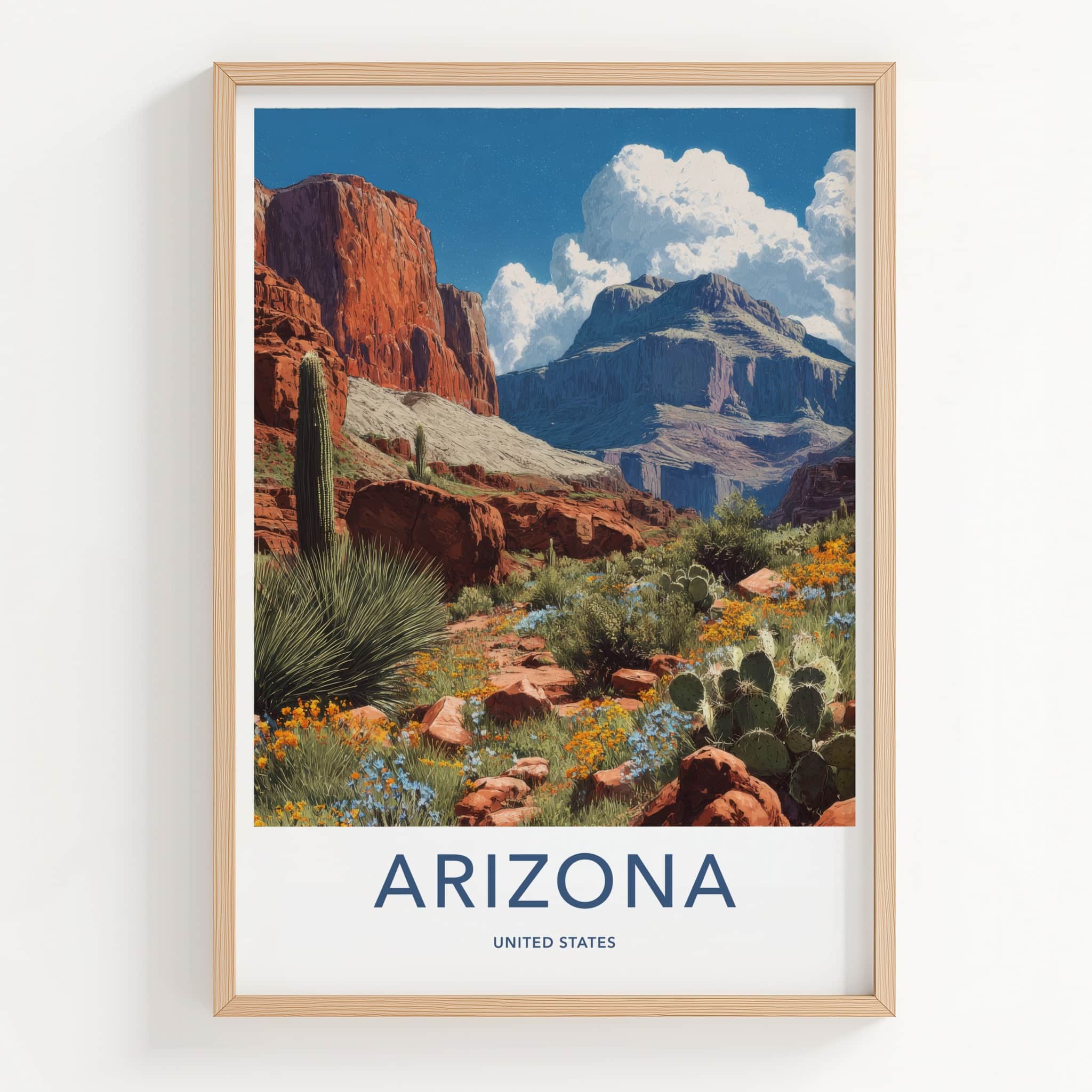 Arizona Poster - Arizona Art Print - Desert Canyon Flowers Home Decor