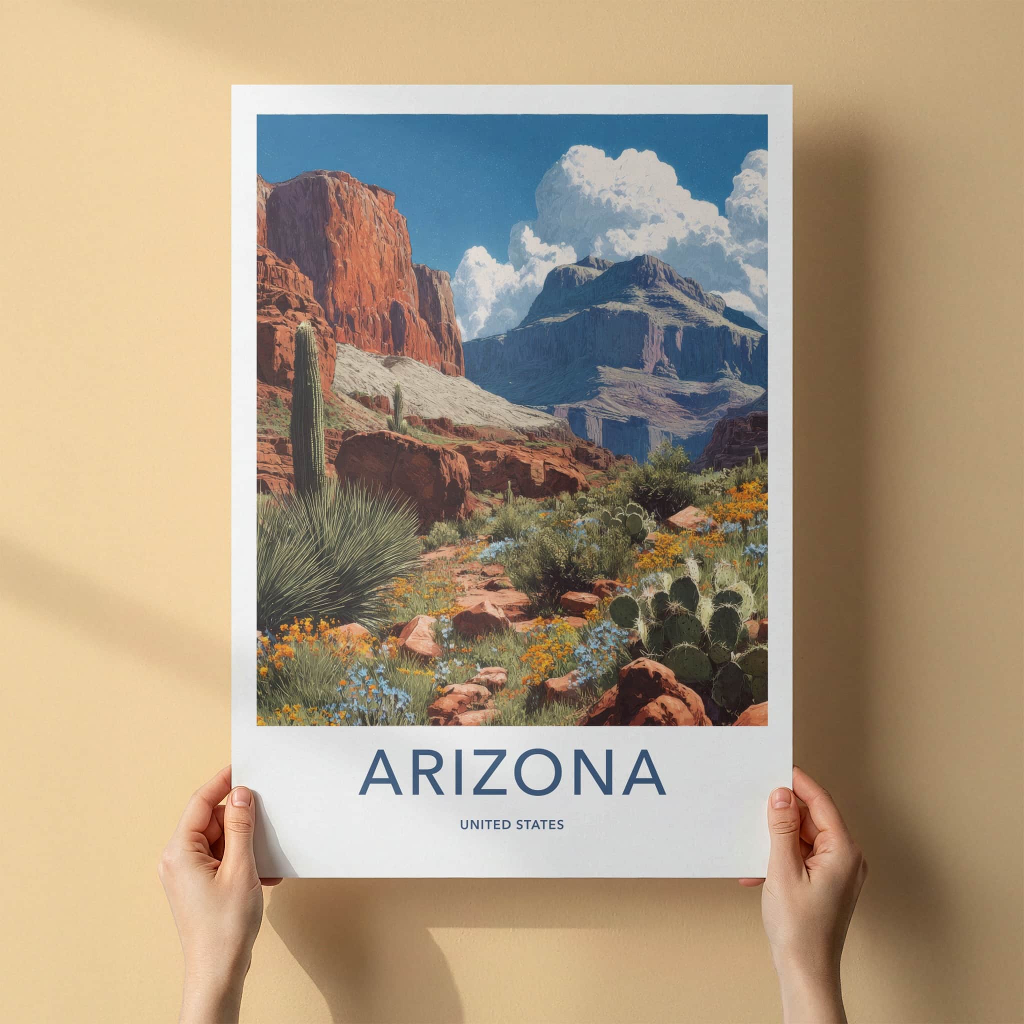 Arizona Poster - Arizona Art Print - Desert Canyon Flowers Home Decor