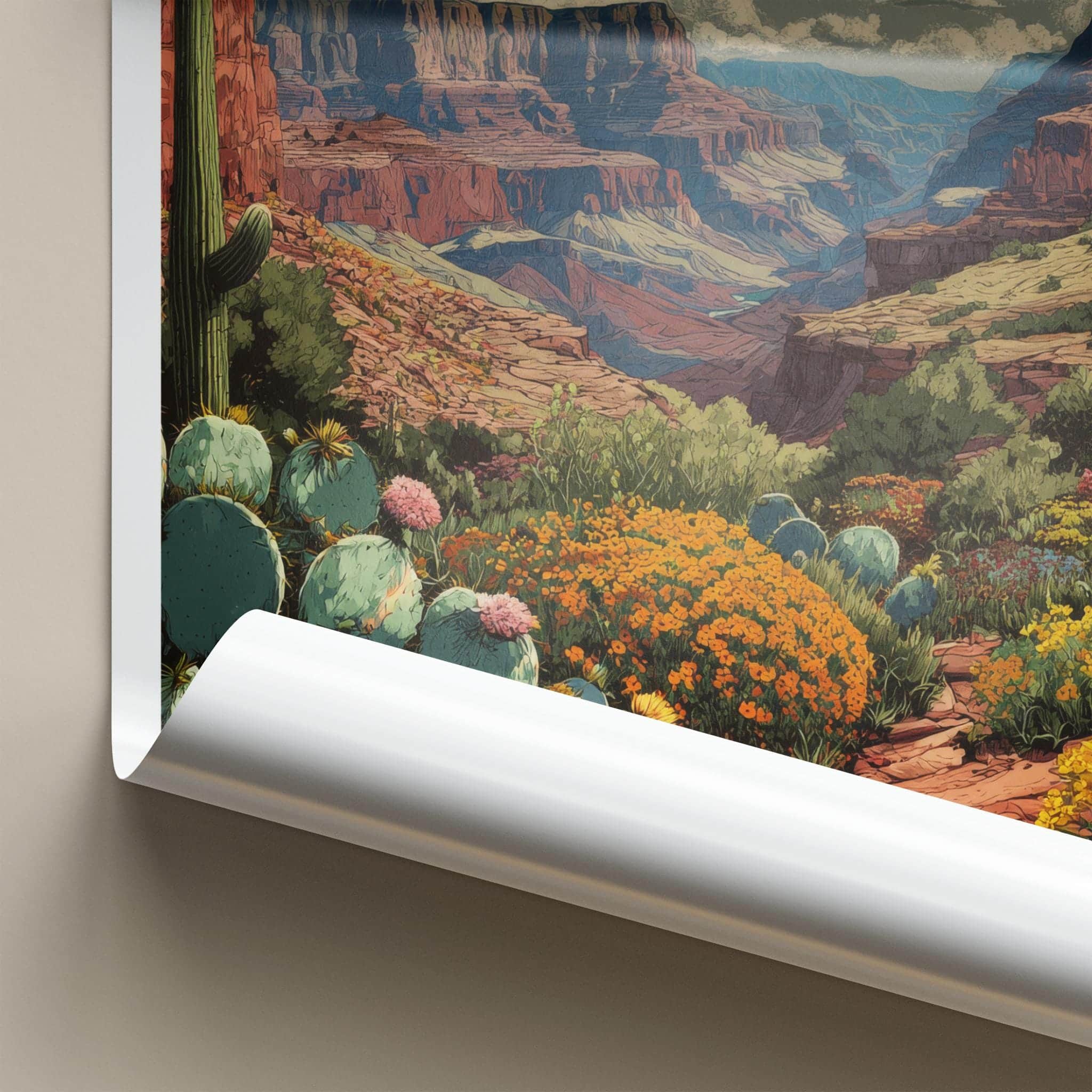 Arizona Poster - Arizona Travel Art - Canyon Cacti Blooms Wall Decor