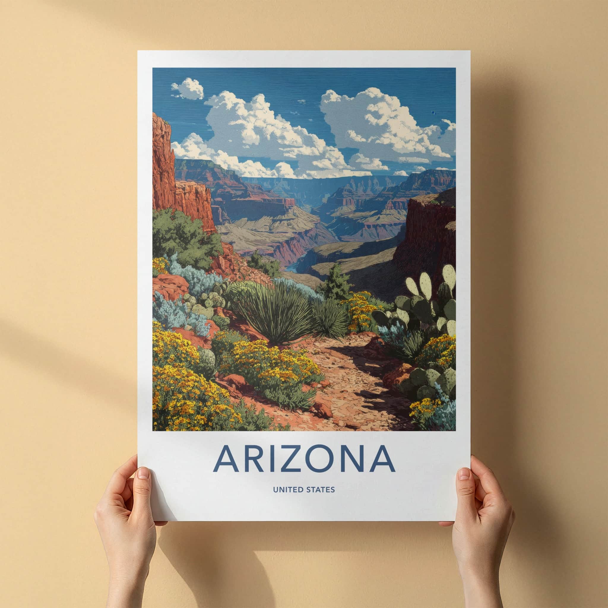 Arizona Poster - Arizona Travel Art - Canyon Vista Flowers Home Decor